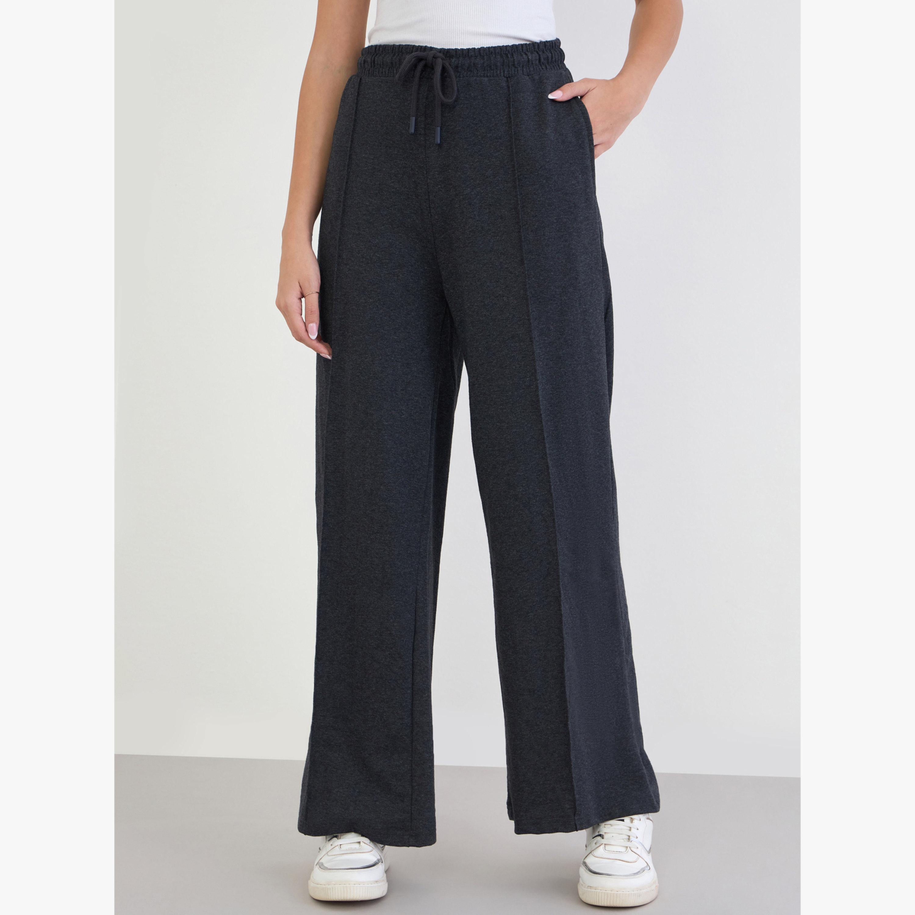 Styli Women Charcoal Wide Leg Joggers-women-clothing-bottoms-joggers-image-1