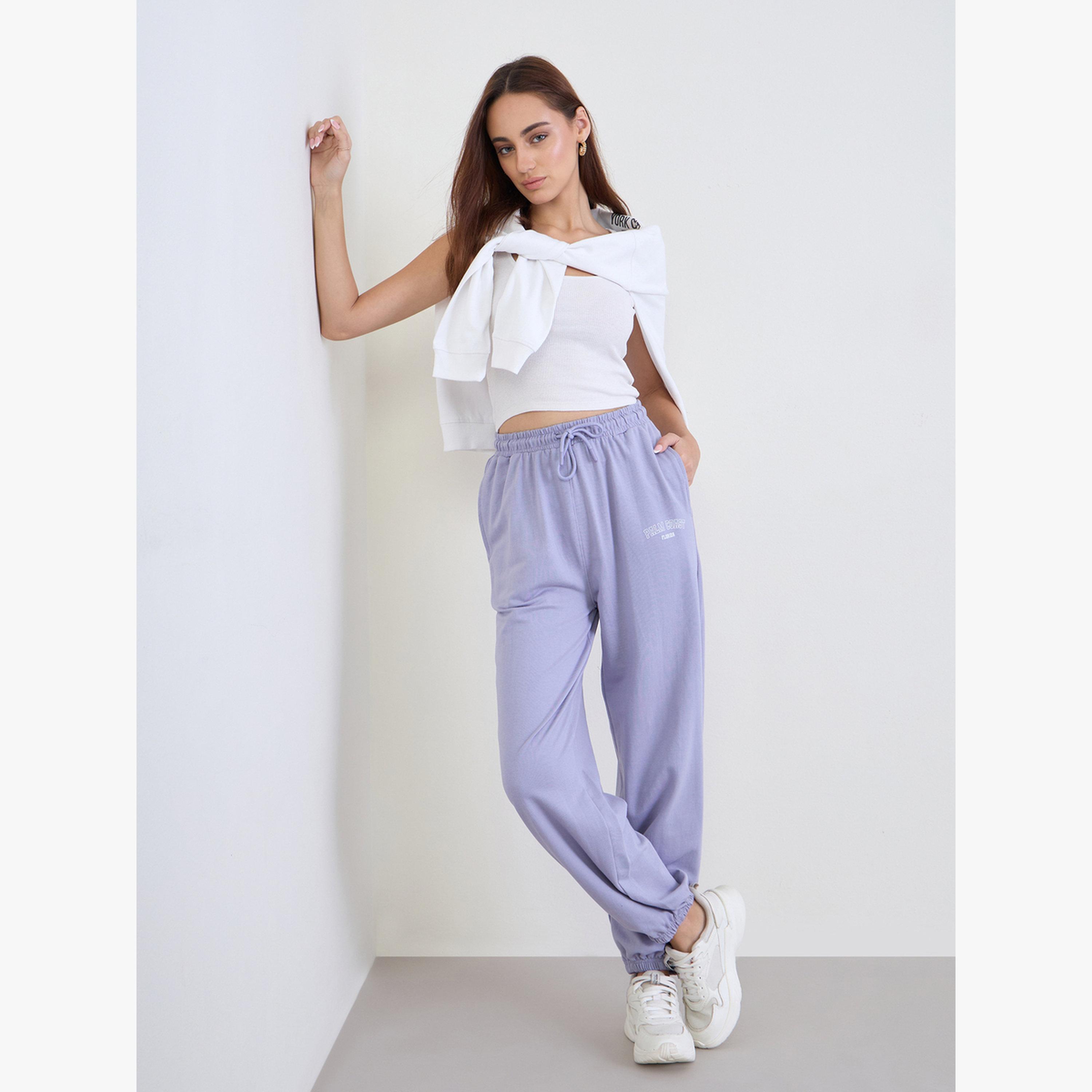 Styli Women Light Blue Relaxed Fit Joggers-women-clothing-bottoms-joggers-image-2