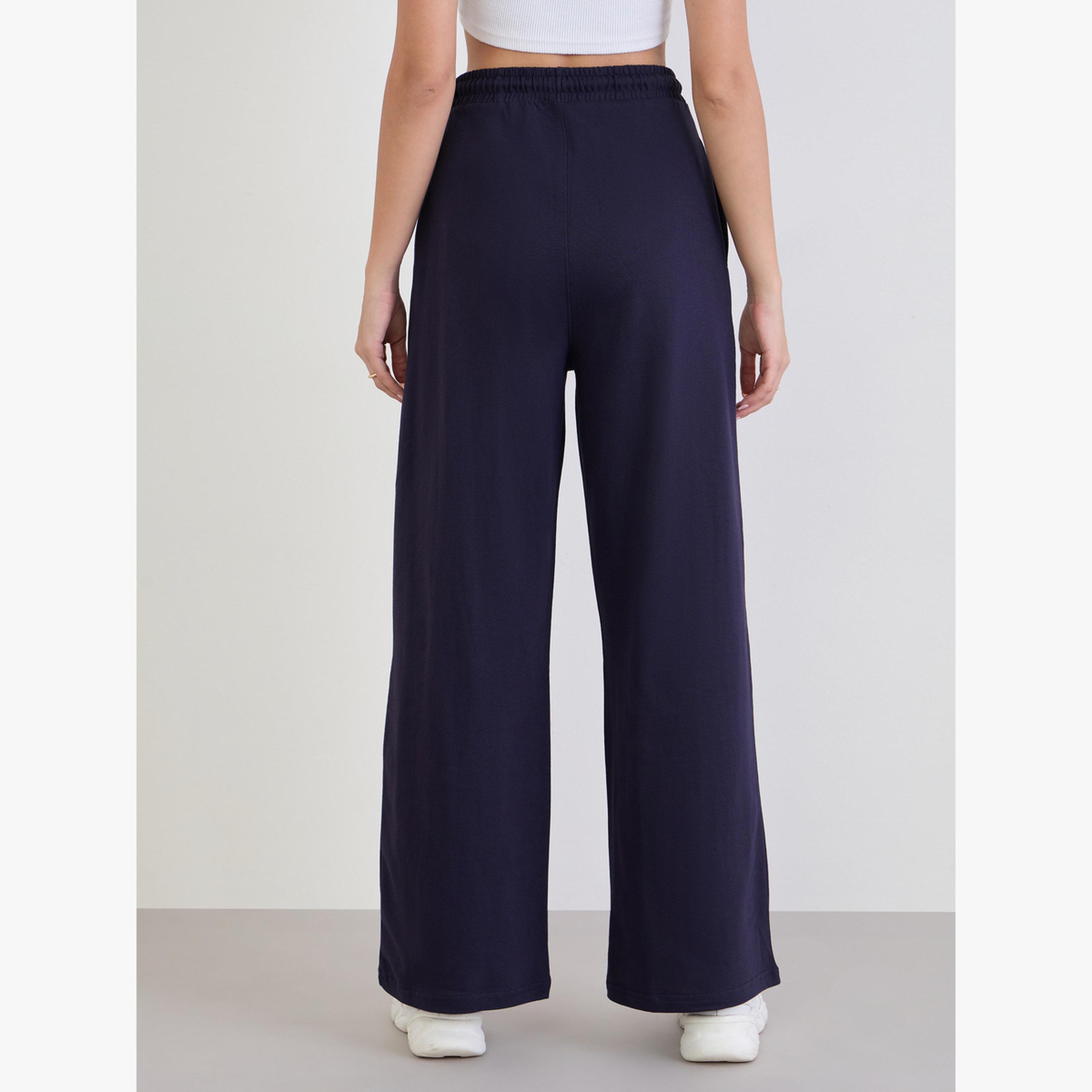 Styli Women Navy Blue Wide Leg Joggers-women-clothing-bottoms-joggers-image-3
