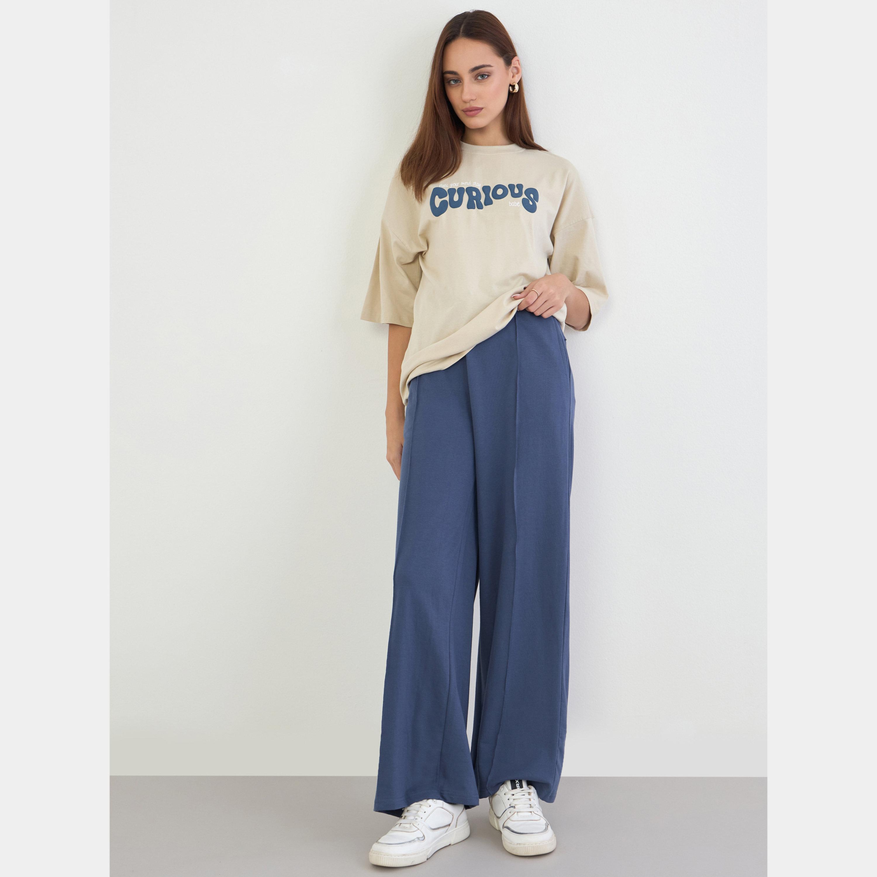 ستايلي - بنطال رياضي نسائي واسع الساق باللون الأزرق-women-clothing-bottoms-trousers-image-2