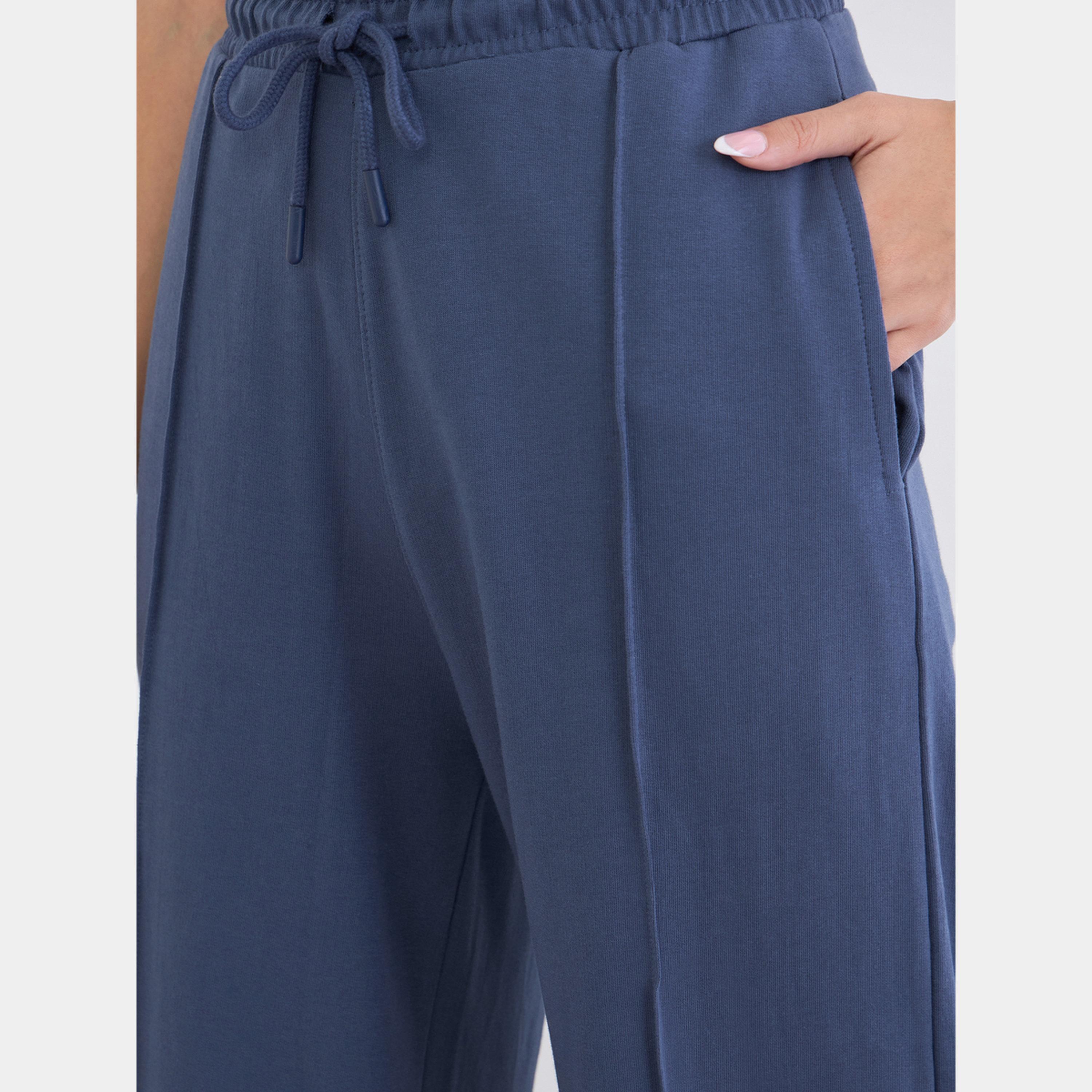 ستايلي - بنطال رياضي نسائي واسع الساق باللون الأزرق-women-clothing-bottoms-trousers-image-3