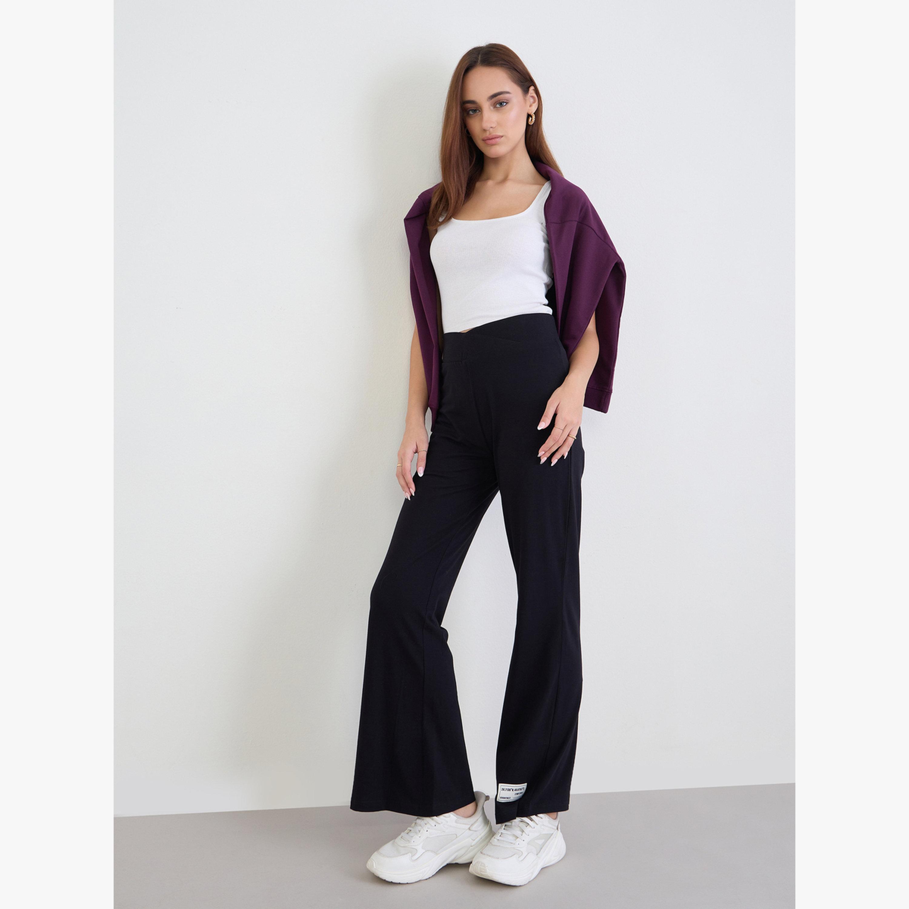 Styli Women Black Flare Leggings-women-clothing-bottoms-leggings-image-2