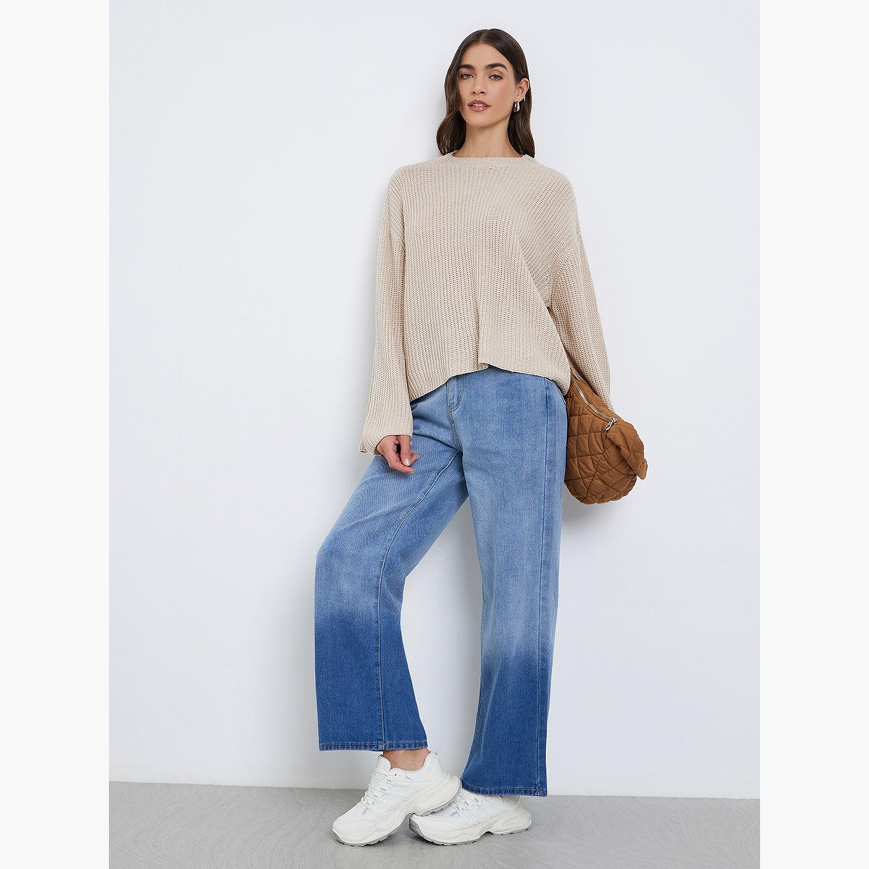 ستايلي - سترة محبوكة سميكة بقصّة مربعة لون بيج-women-winterwear-cardigansandjumpers-jumpers-image-2
