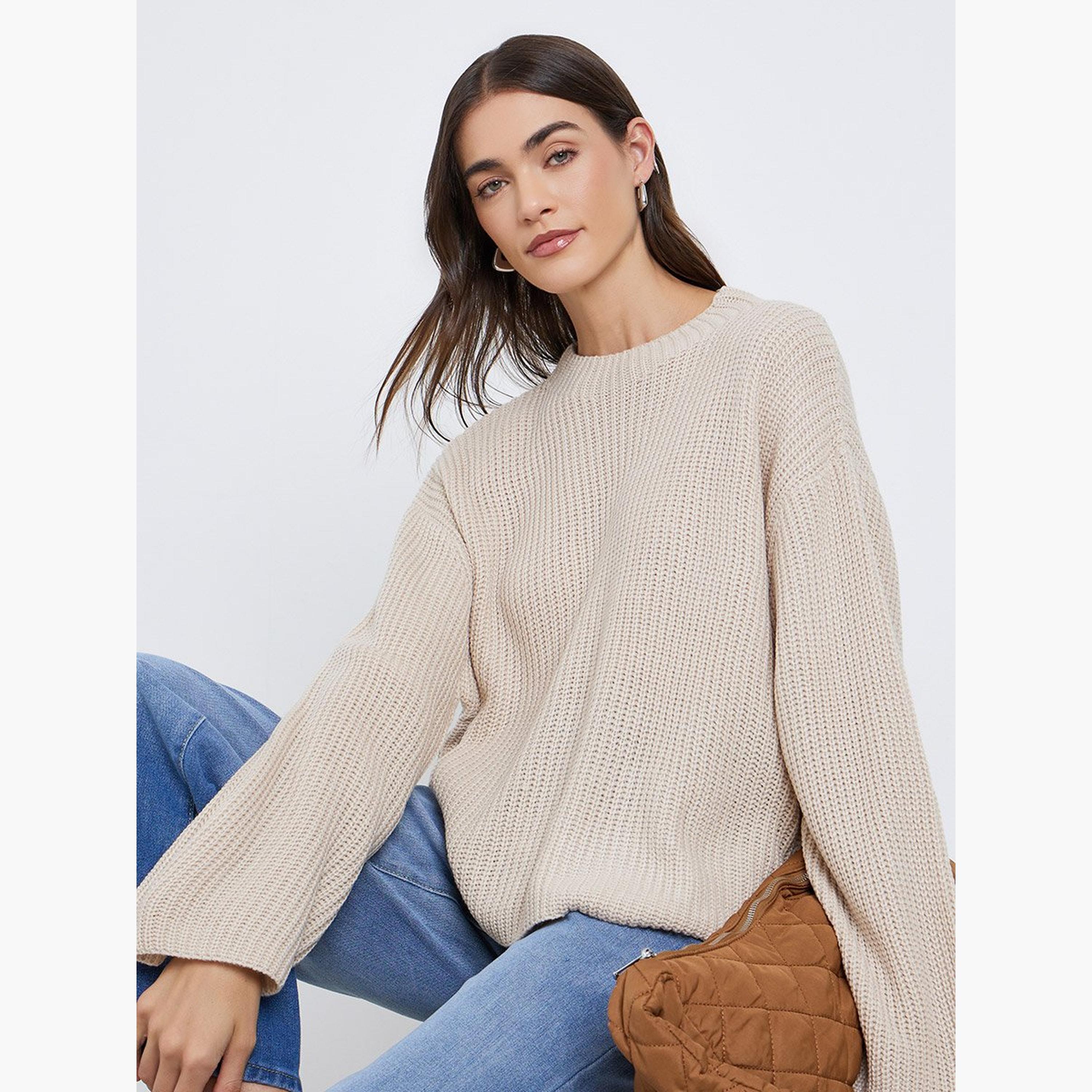 ستايلي - سترة محبوكة سميكة بقصّة مربعة لون بيج-women-winterwear-cardigansandjumpers-jumpers-image-3