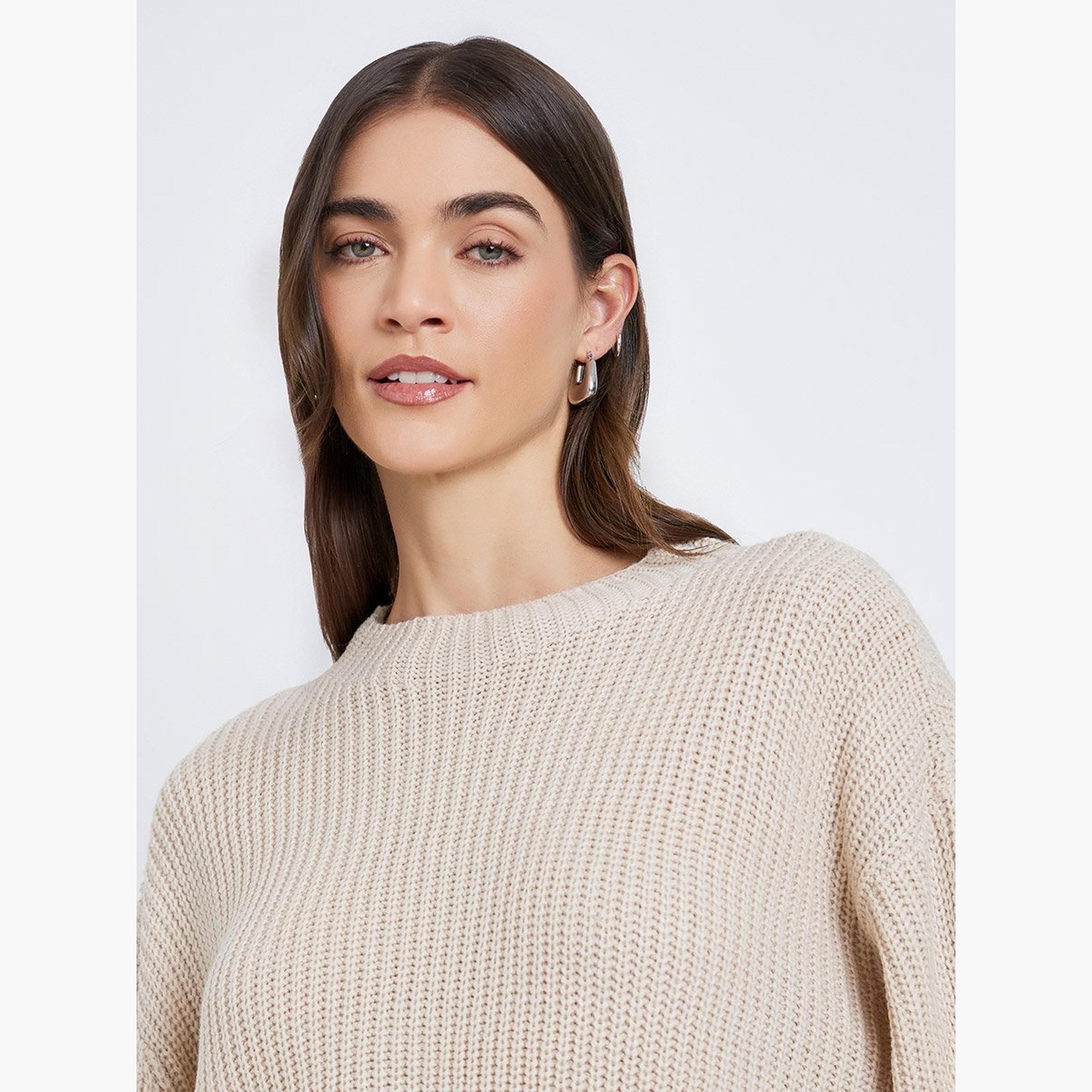 ستايلي - سترة محبوكة سميكة بقصّة مربعة لون بيج-women-winterwear-cardigansandjumpers-jumpers-image-4