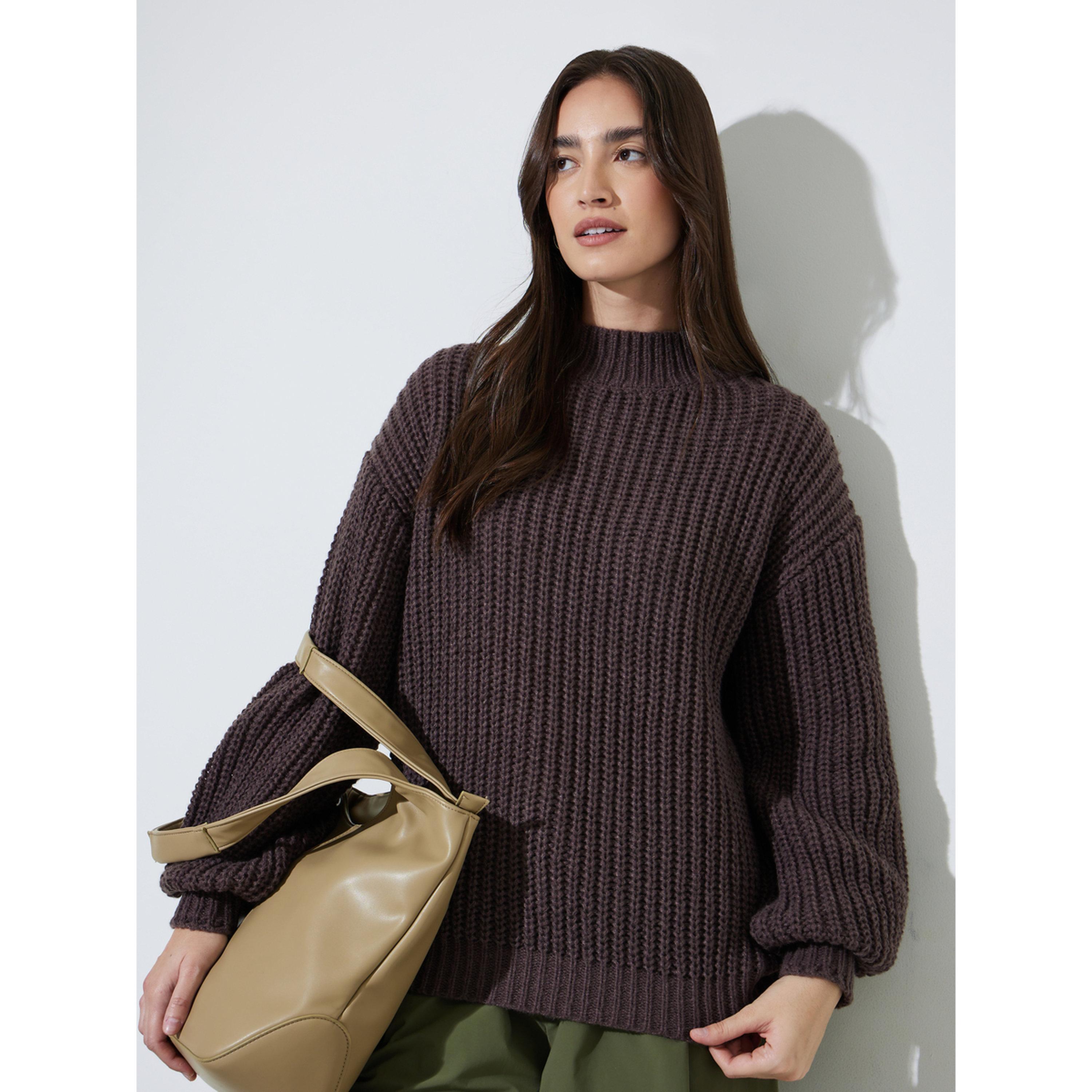 سويتر محبوك عريض بياقة مرتفعة-women-winterwear-cardigansandjumpers-jumpers-image-3
