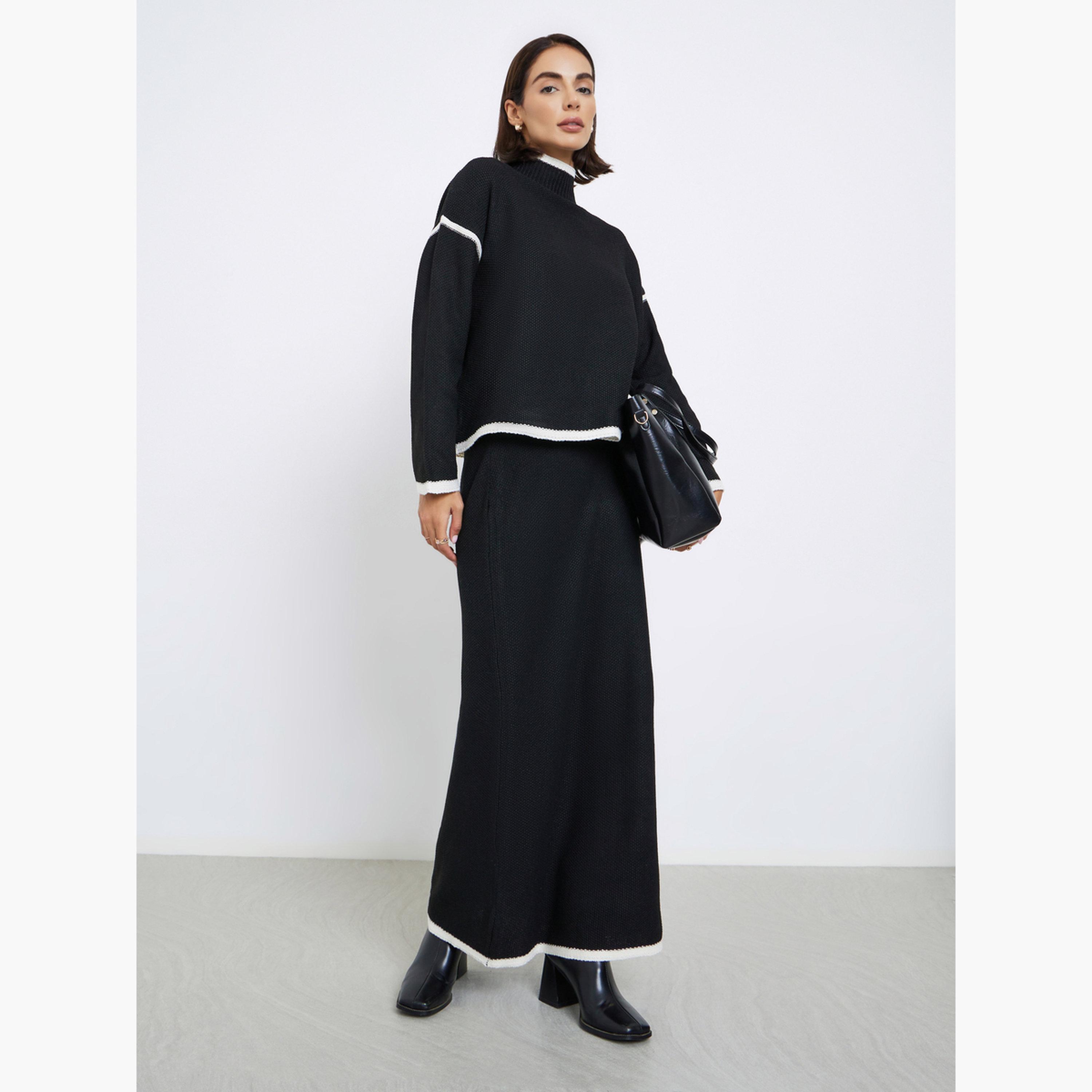 ستايلي - سترة سوداء بقصّة عادية مع حواف متباينة-women-clothing-cardigansandjumpers-jumpers-image-4