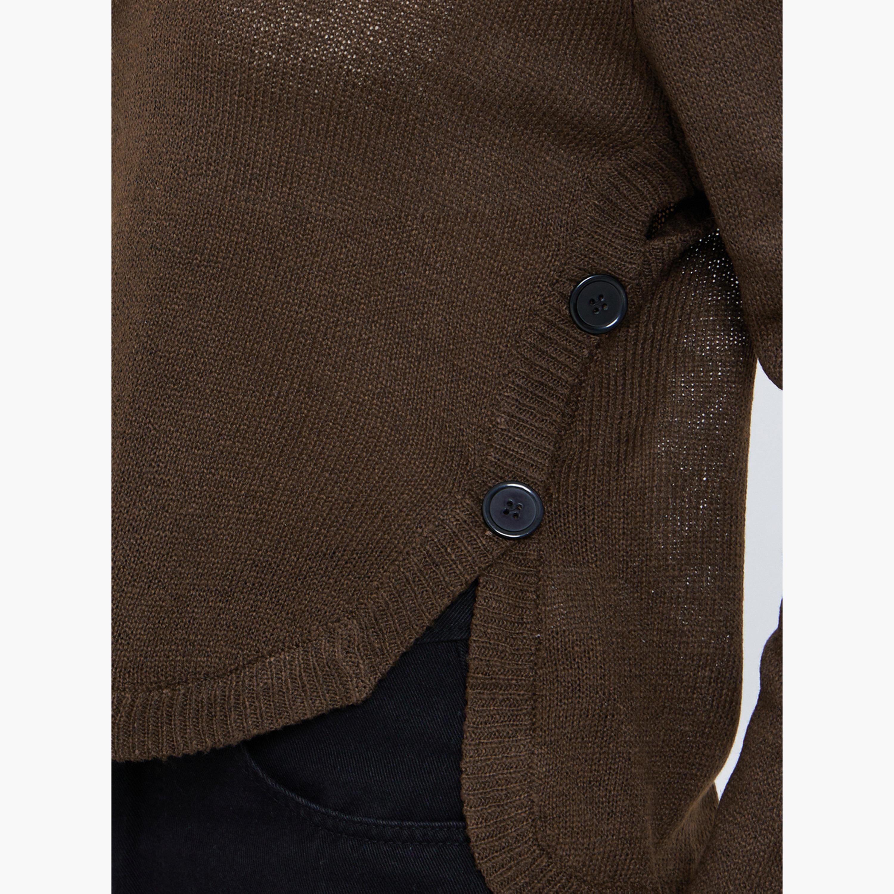 Styli Women Brown Button Detail Regular Fit Sweater-women-clothing-cardigansandjumpers-jumpers-image-3
