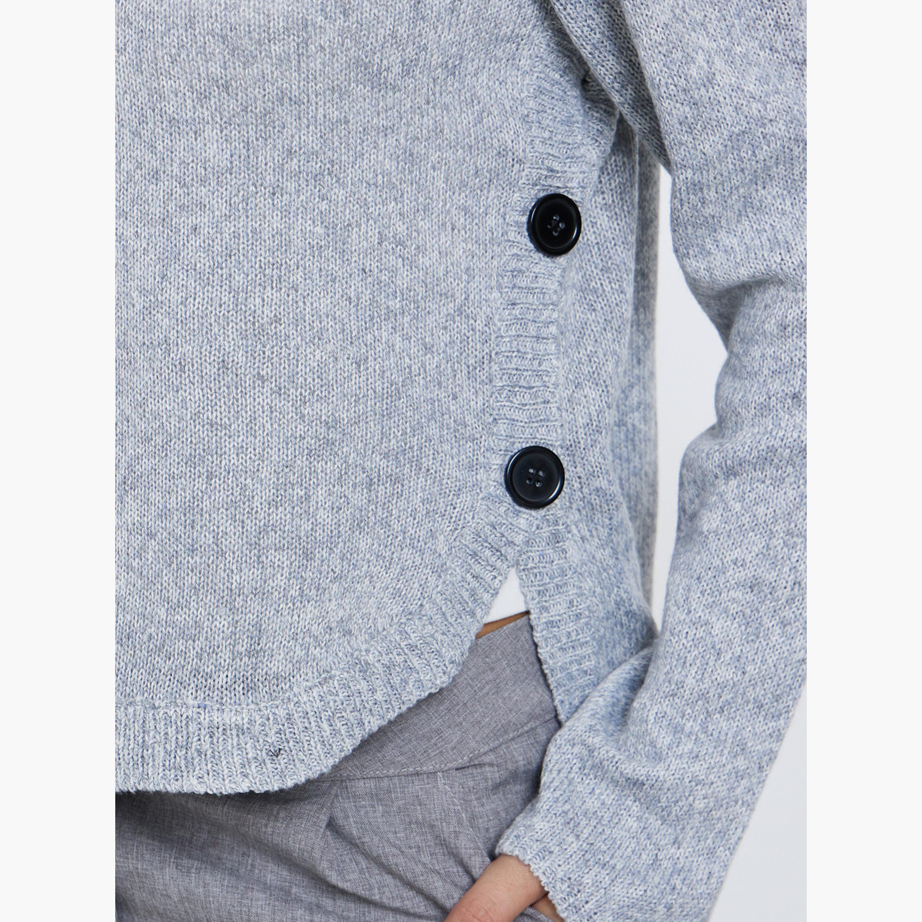 Styli Women Grey Button Detail Regular Fit Sweater-women-clothing-cardigansandjumpers-jumpers-image-4