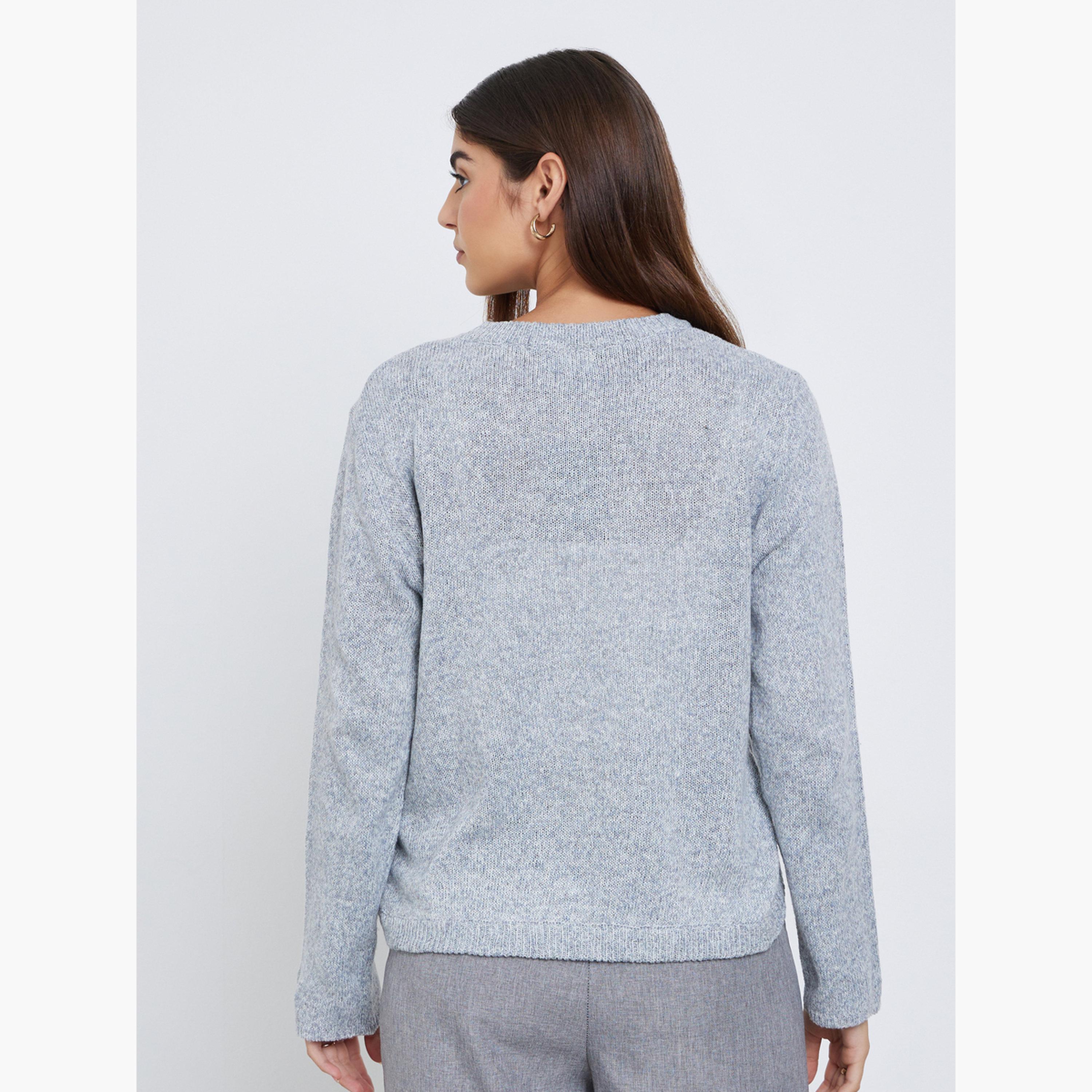 Styli Women Grey Button Detail Regular Fit Sweater-women-clothing-cardigansandjumpers-jumpers-image-5