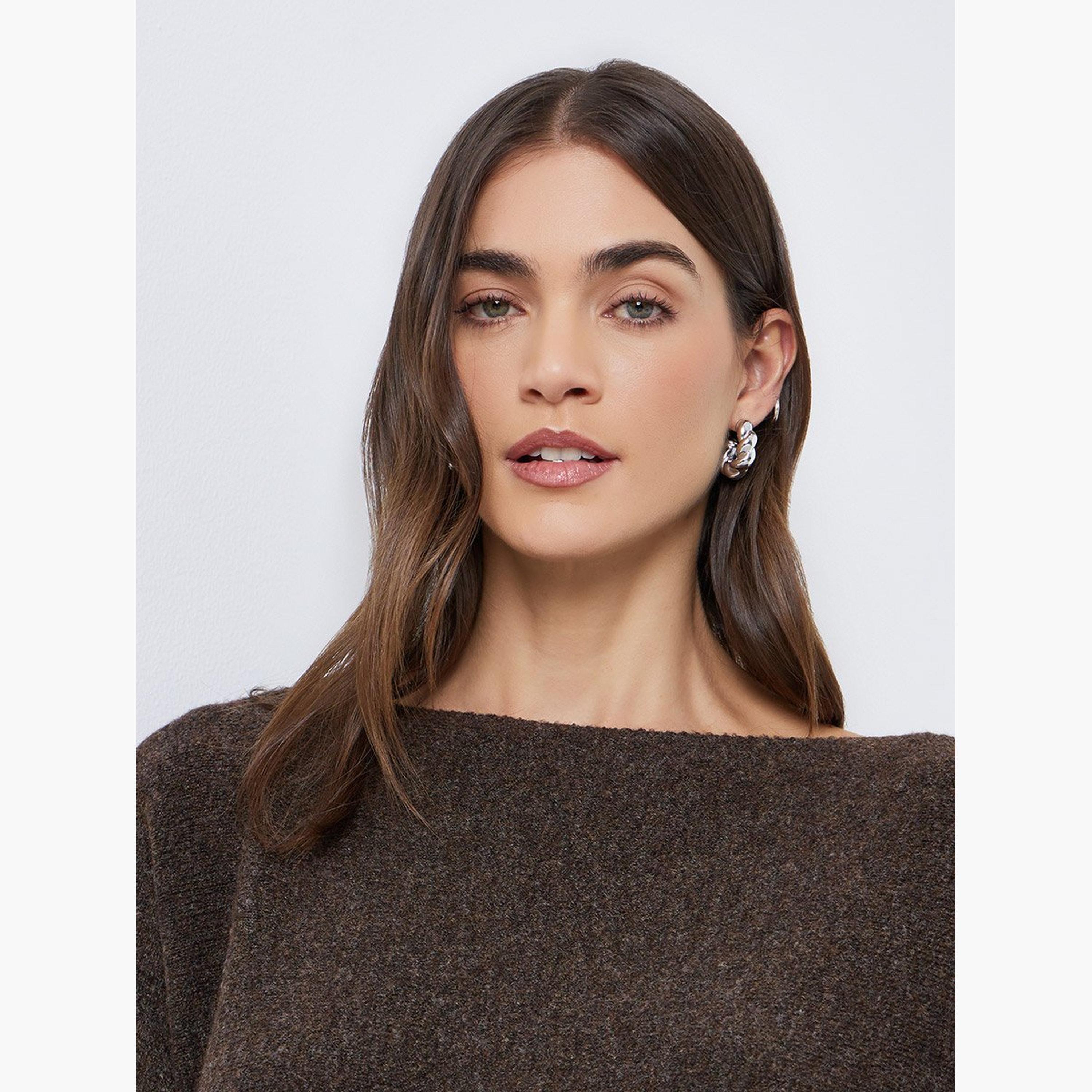 Styli Brown Oversized Knit Cape Sweater-women-winterwear-cardigansandjumpers-jumpers-image-3