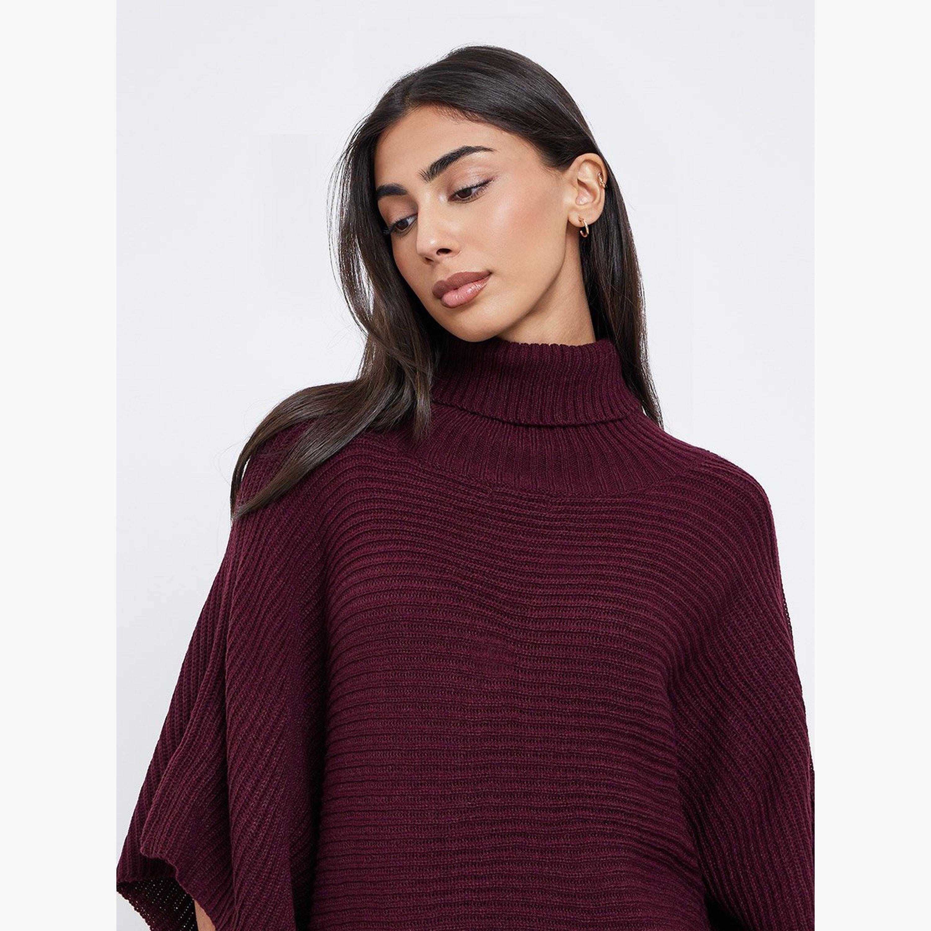 ستايلي - سترة صوفية مقاس كبير لون عنابي-women-winterwear-cardigansandjumpers-jumpers-image-3
