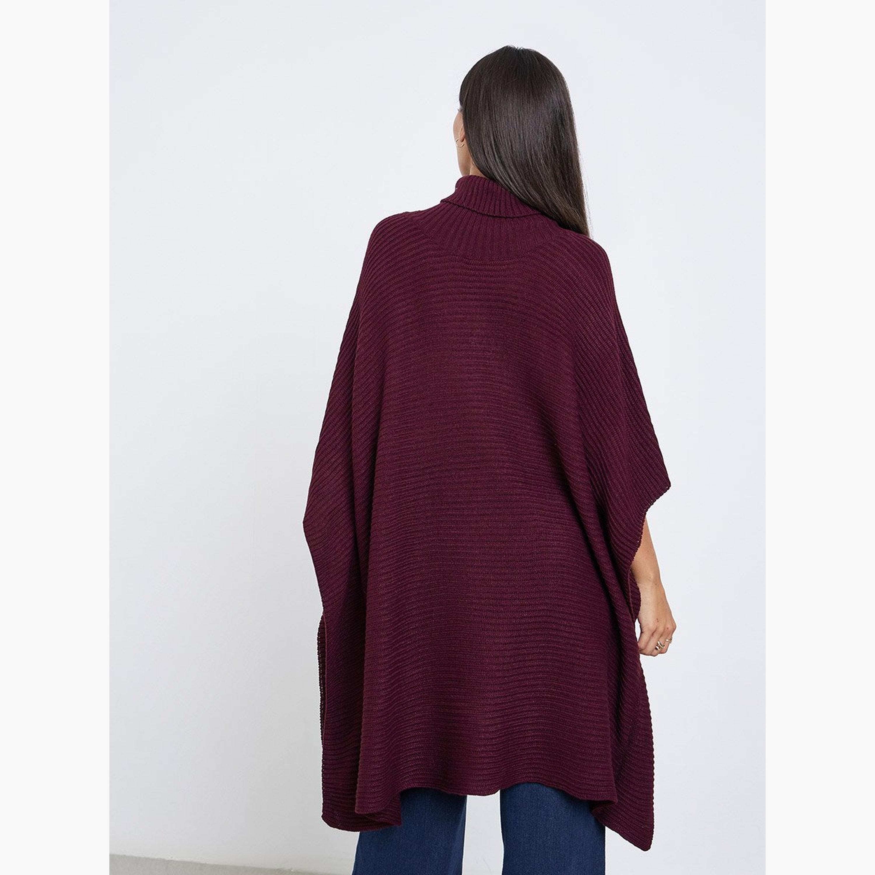 ستايلي - سترة صوفية مقاس كبير لون عنابي-women-winterwear-cardigansandjumpers-jumpers-image-4