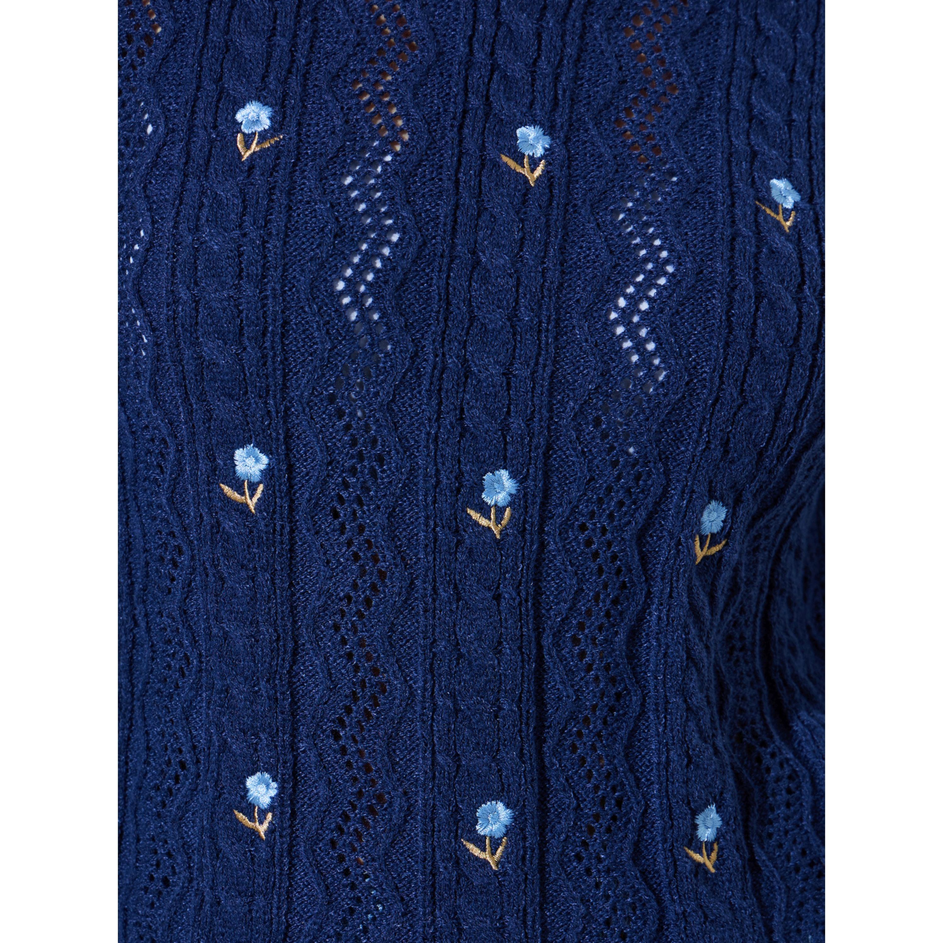 Styli Navy Blue Floral Embroidered Cable Knit Sweater-women-winterwear-cardigansandjumpers-jumpers-image-4