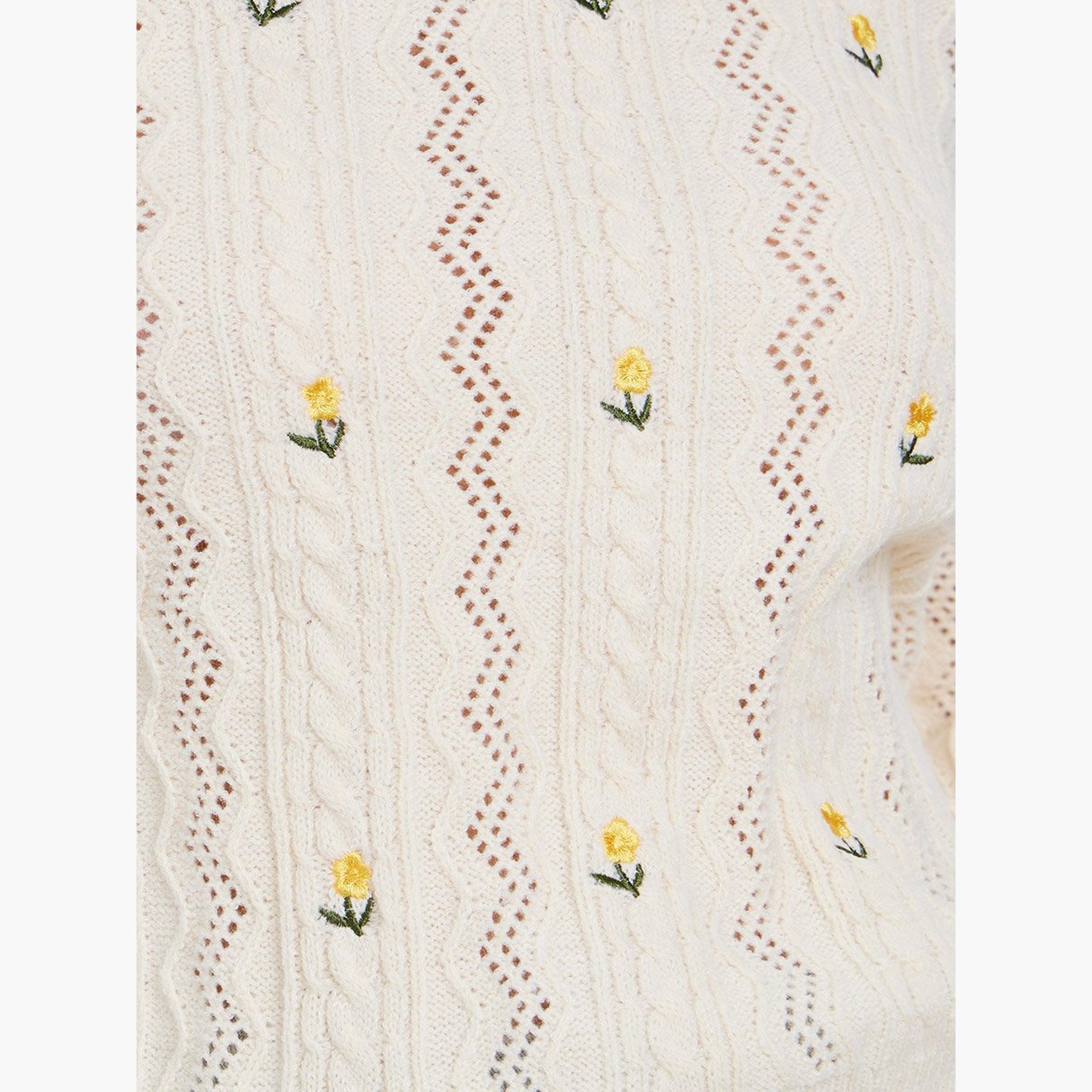 Styli Cream Floral Embroidered Cable Knit Sweater-women-winterwear-cardigansandjumpers-jumpers-image-4