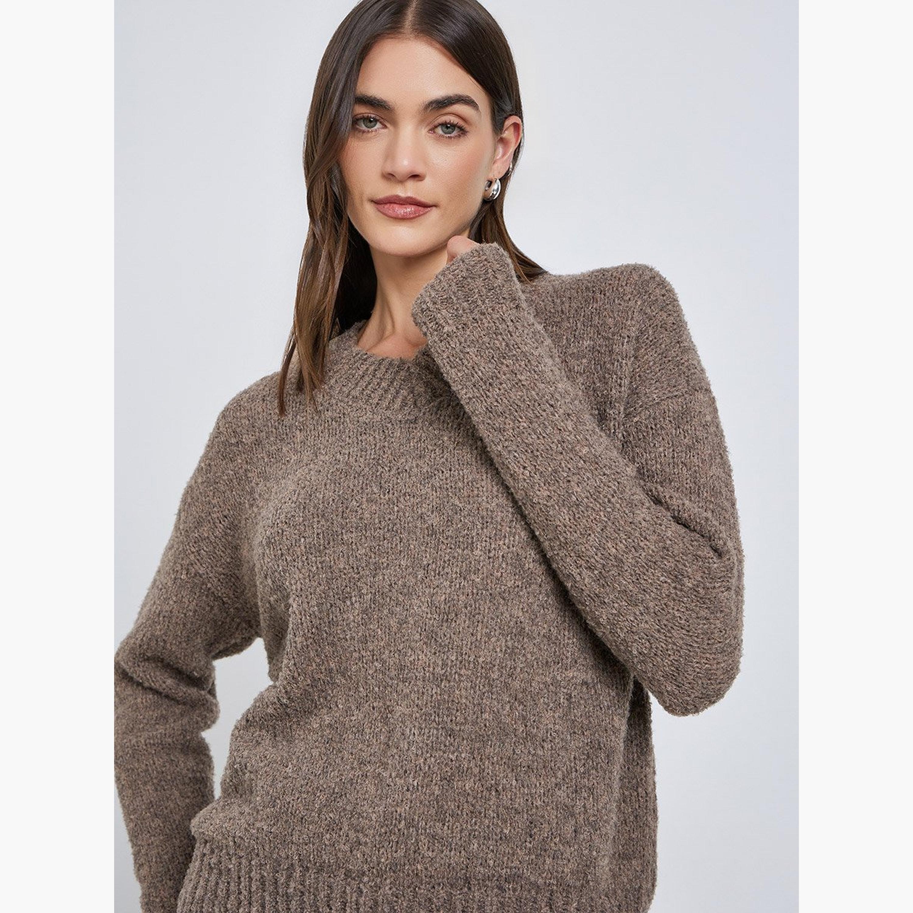Styli Brown Relaxed Fit Multi Yarn Sweater-women-winterwear-cardigansandjumpers-jumpers-image-3