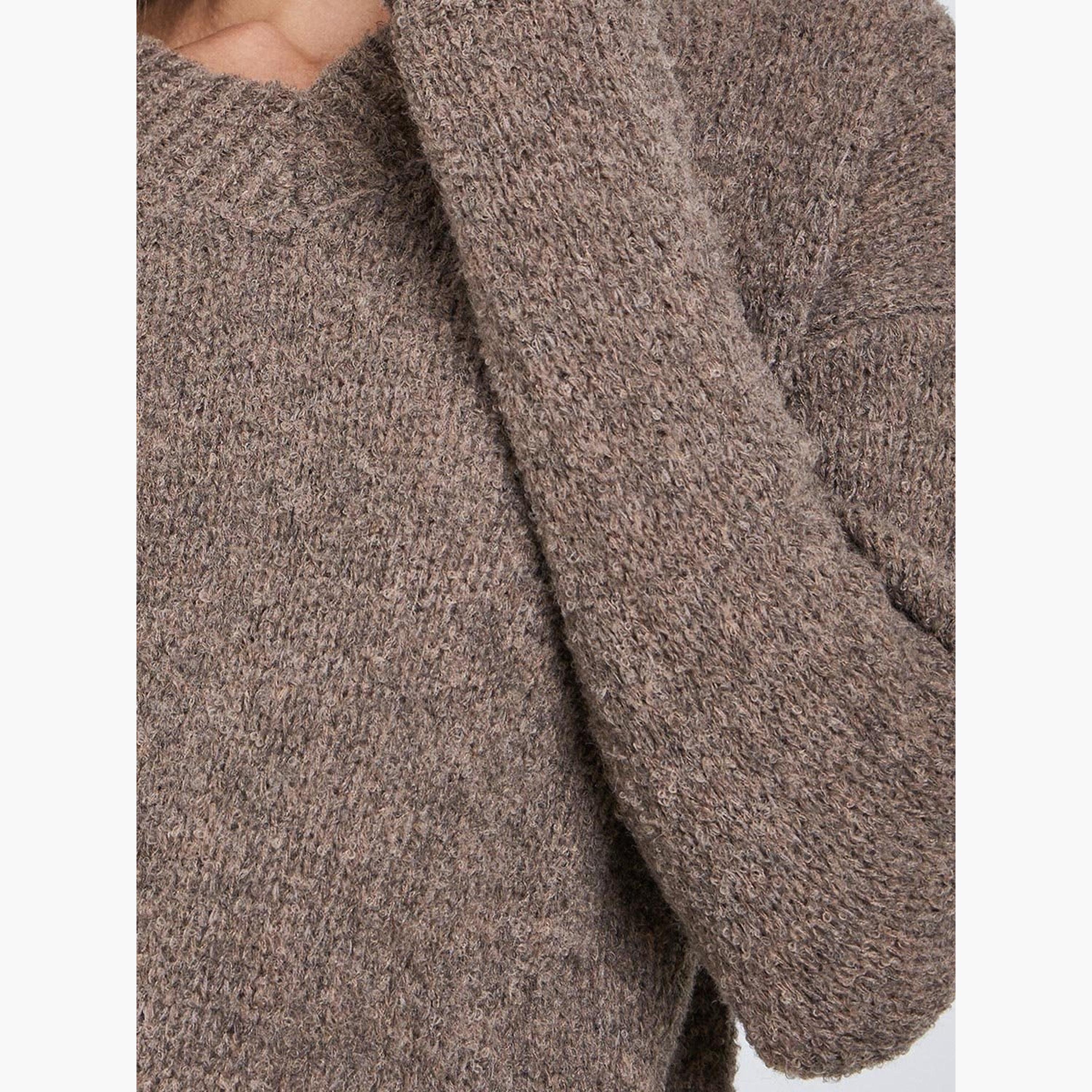 Styli Brown Relaxed Fit Multi Yarn Sweater-women-winterwear-cardigansandjumpers-jumpers-image-4