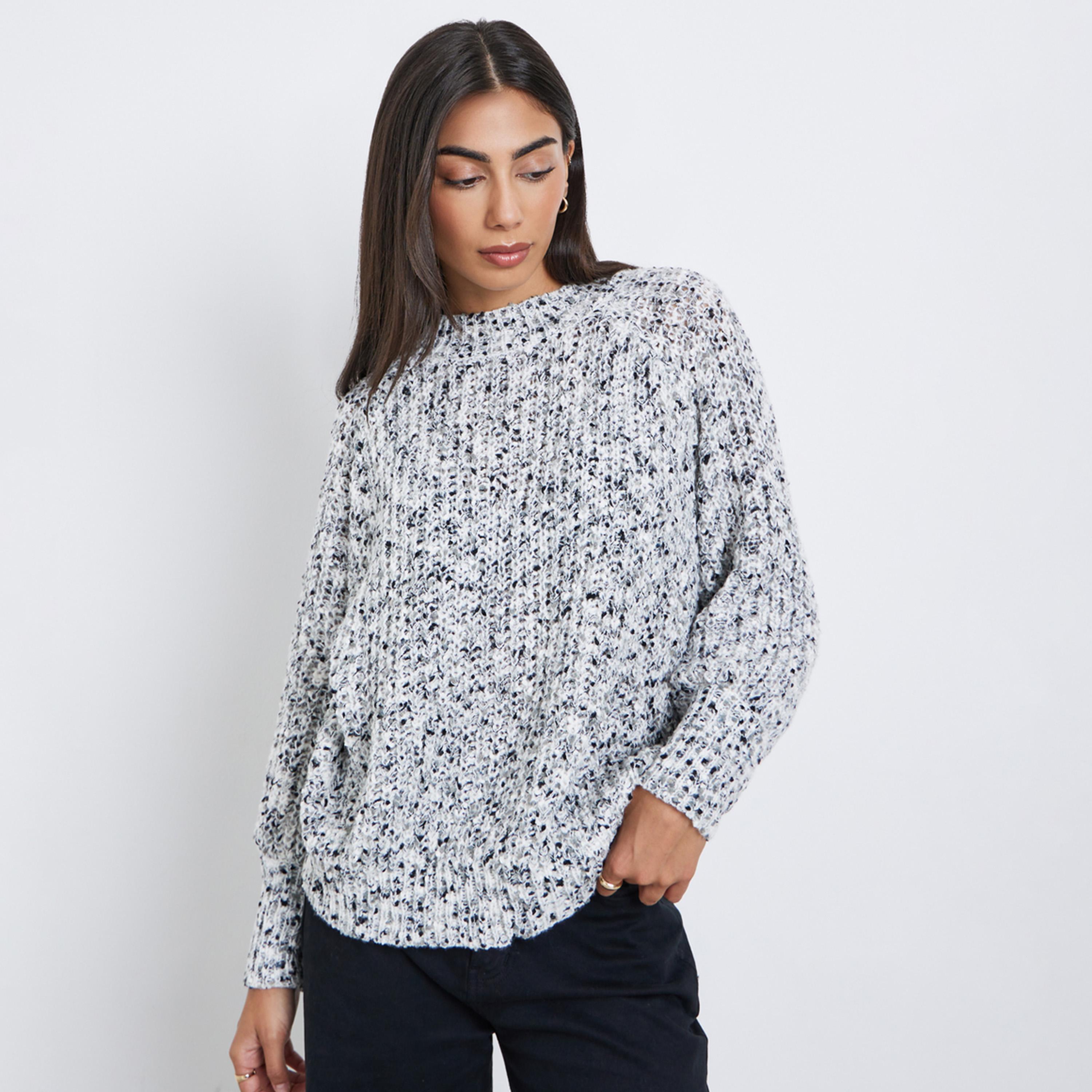Styli Regular Fit Multi Yarn Knit Sweater-women-winterwear-cardigansandjumpers-jumpers-image-1