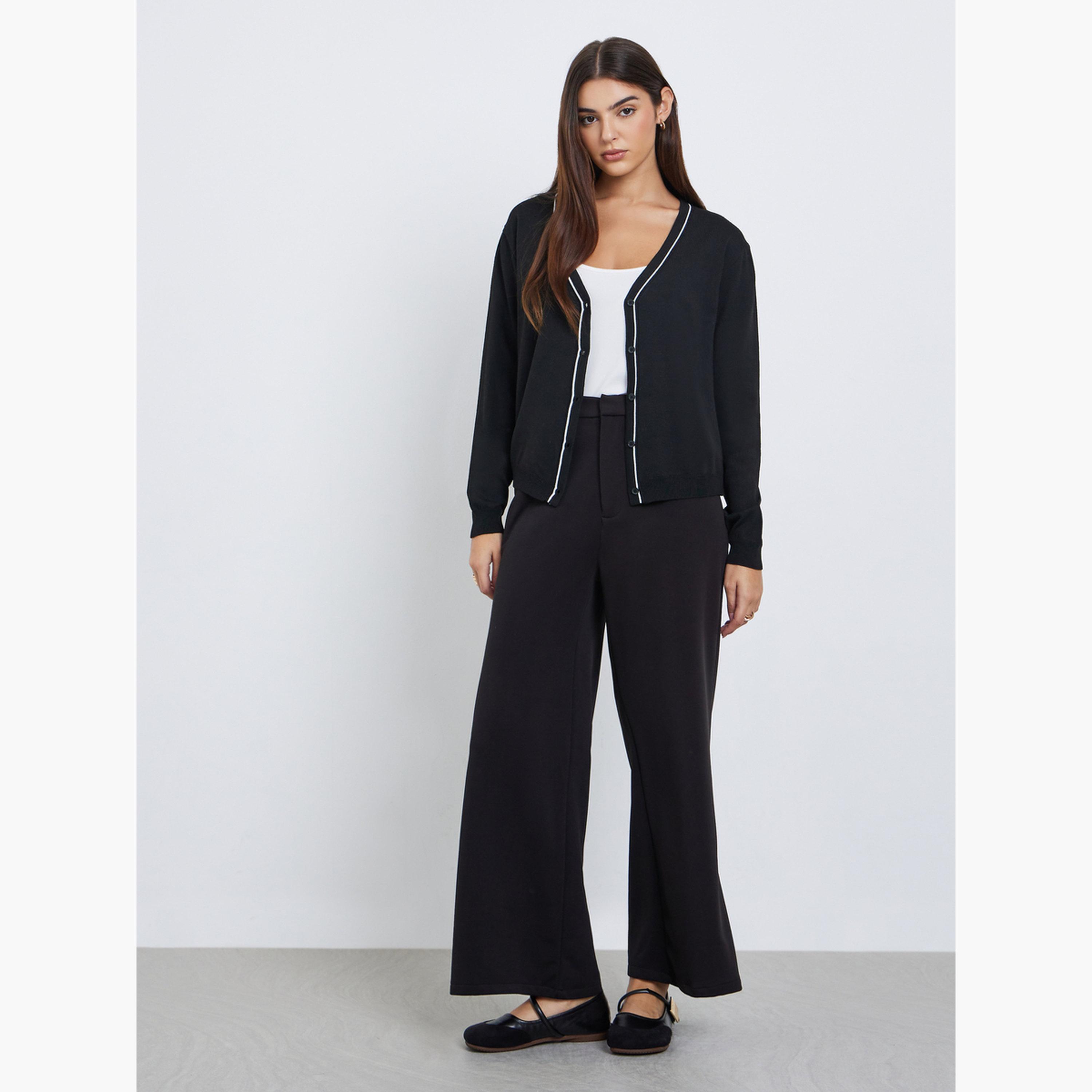Styli Black Buttoned Cardigan Sweater-women-winterwear-cardigansandjumpers-jumpers-image-2