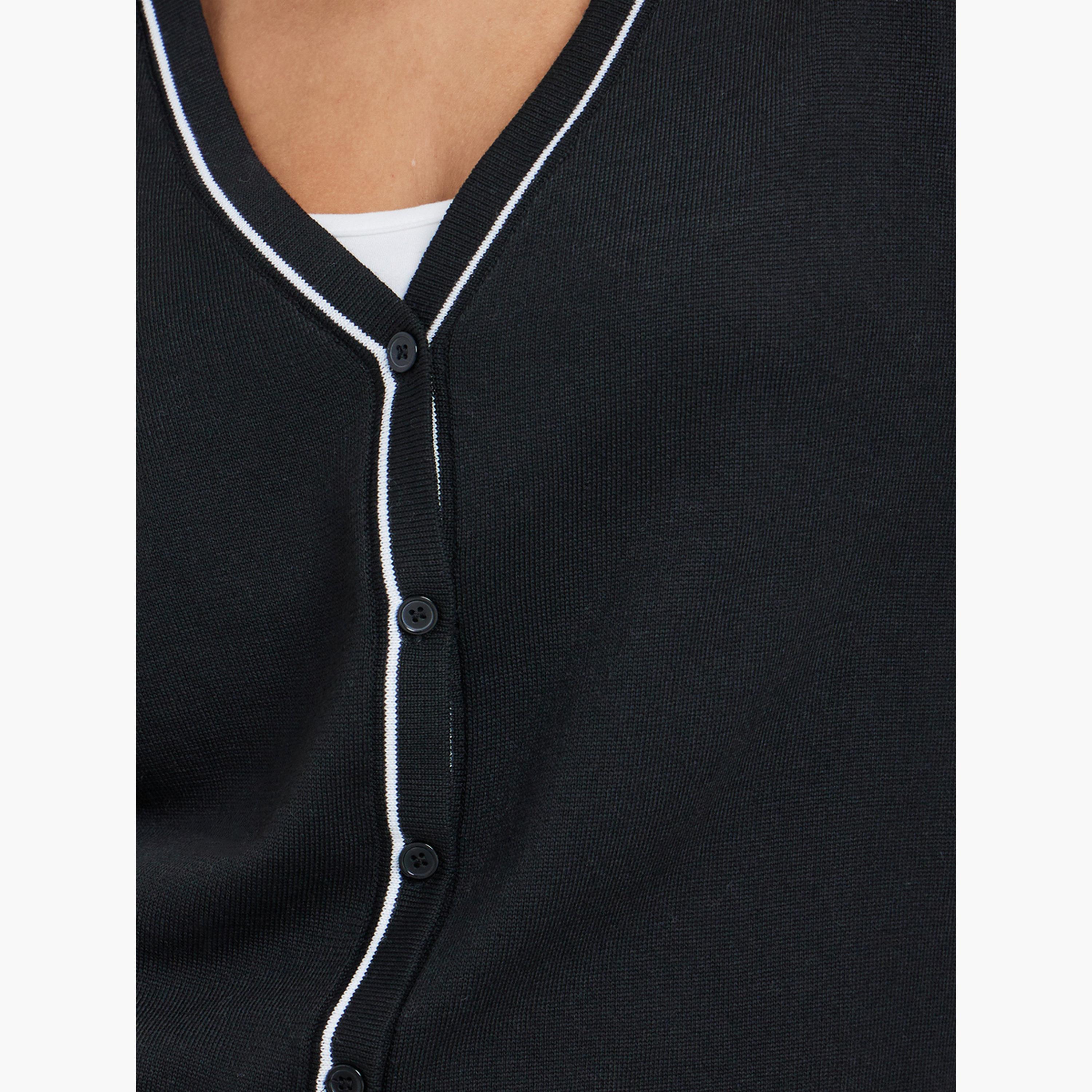 Styli Black Buttoned Cardigan Sweater-women-winterwear-cardigansandjumpers-jumpers-image-4