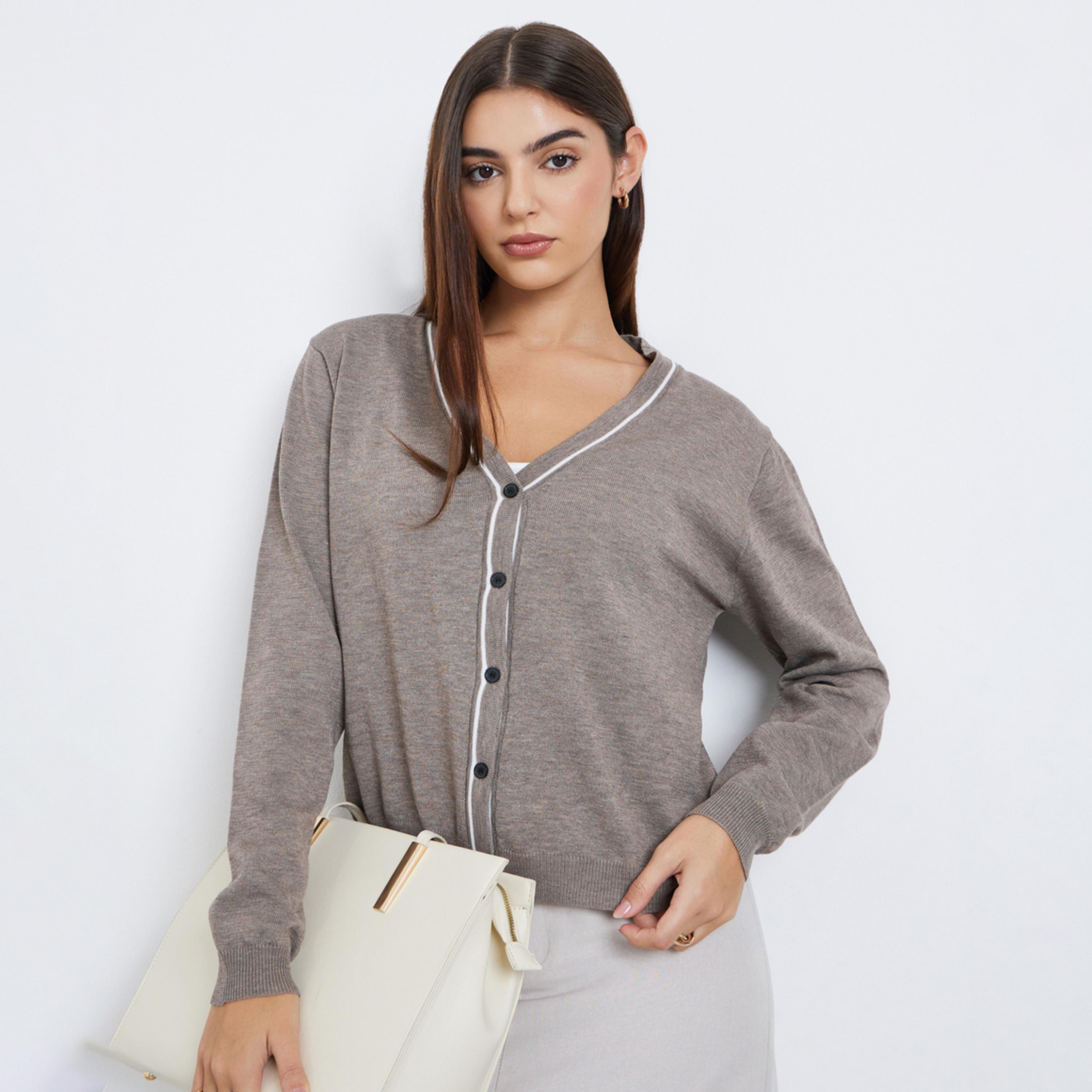 Styli Women Beige Buttoned Cardigan Sweater-women-clothing-cardigansandjumpers-cardigans-image-1