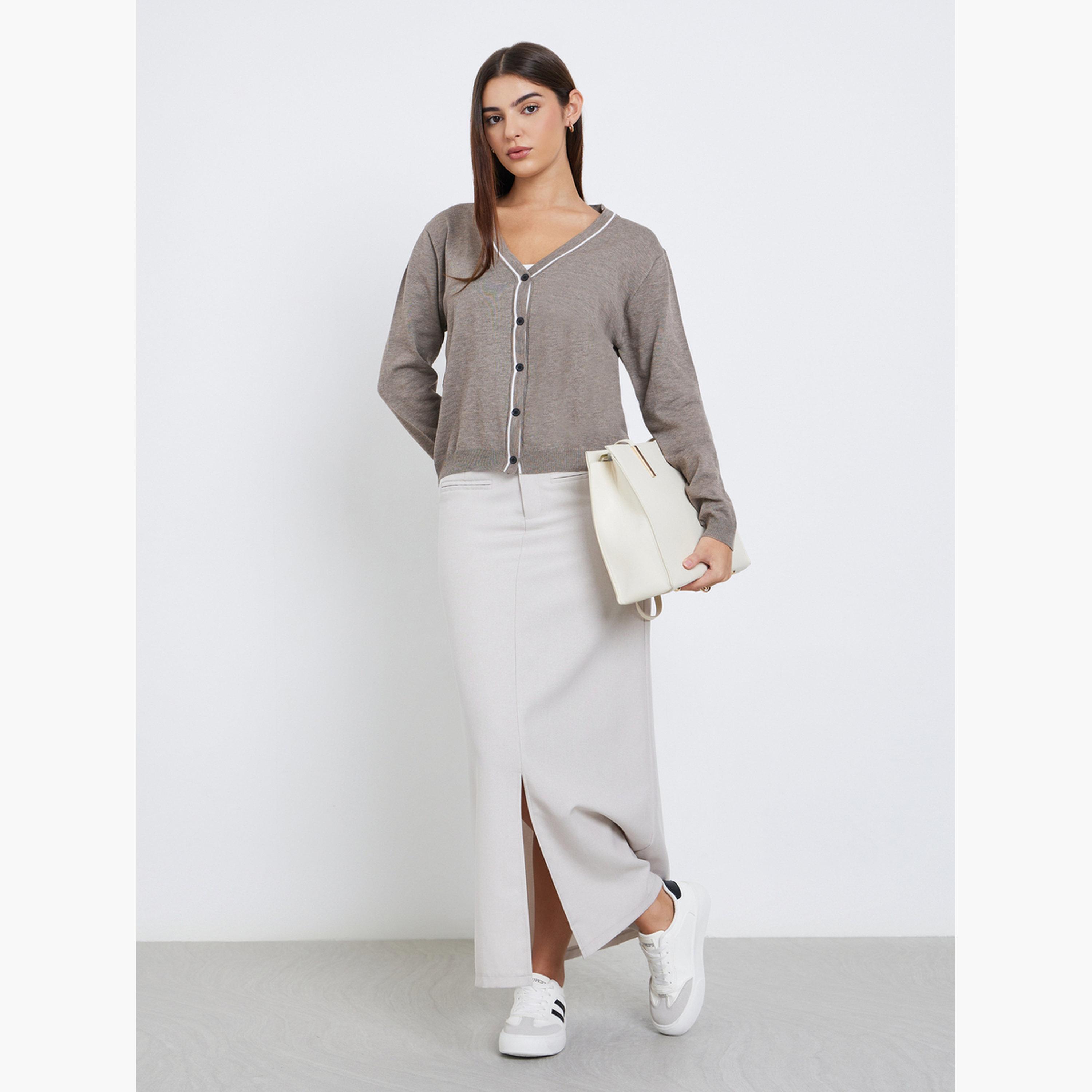 Styli Women Beige Buttoned Cardigan Sweater-women-clothing-cardigansandjumpers-cardigans-image-2