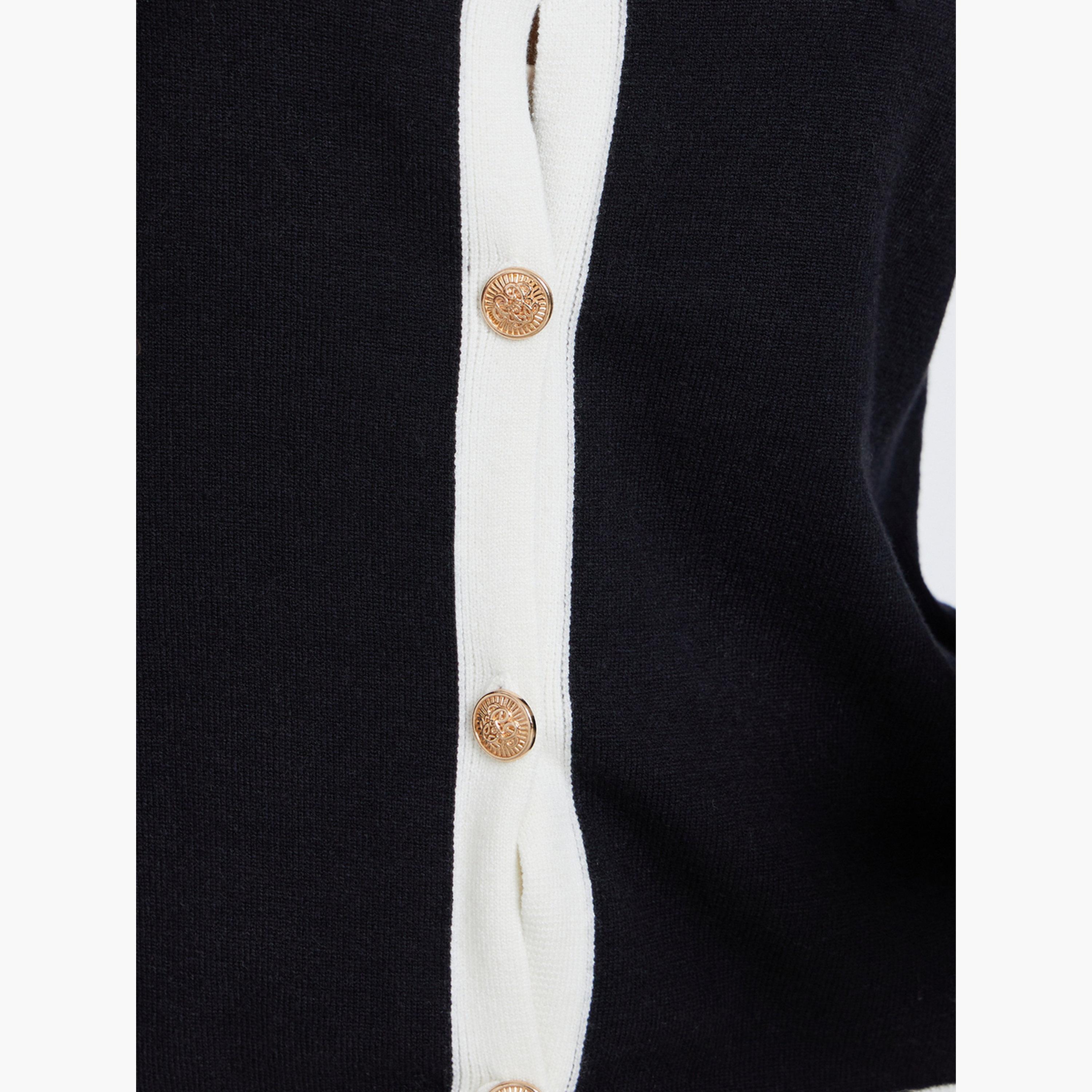 ستايلي - كارديغان أسود بقصّة عادية مع حواف متباينة-women-winterwear-cardigansandjumpers-jumpers-image-5