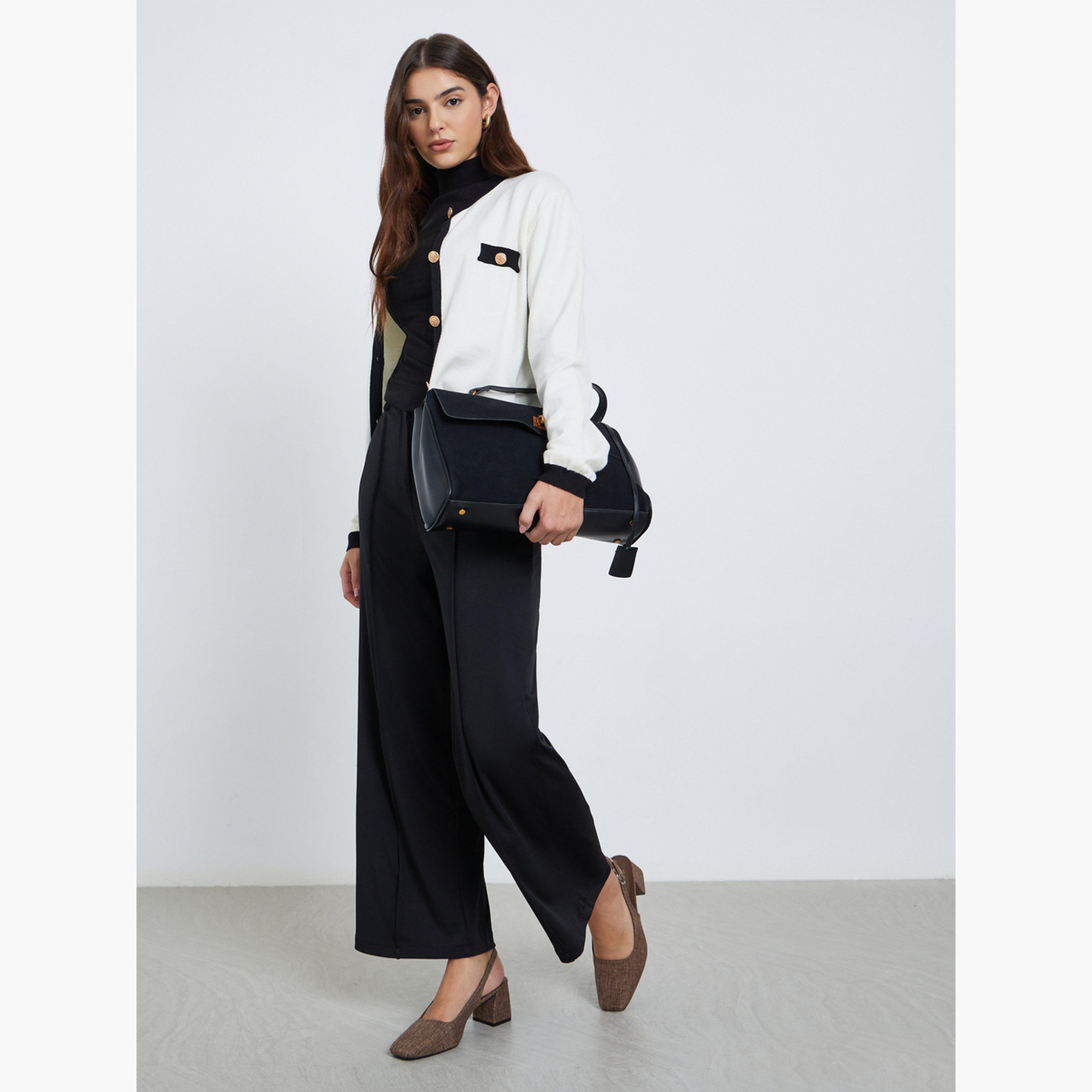 ستايلي - كارديغان عادي أبيض اللون مع حواف متباينة-women-winterwear-cardigansandjumpers-jumpers-image-2