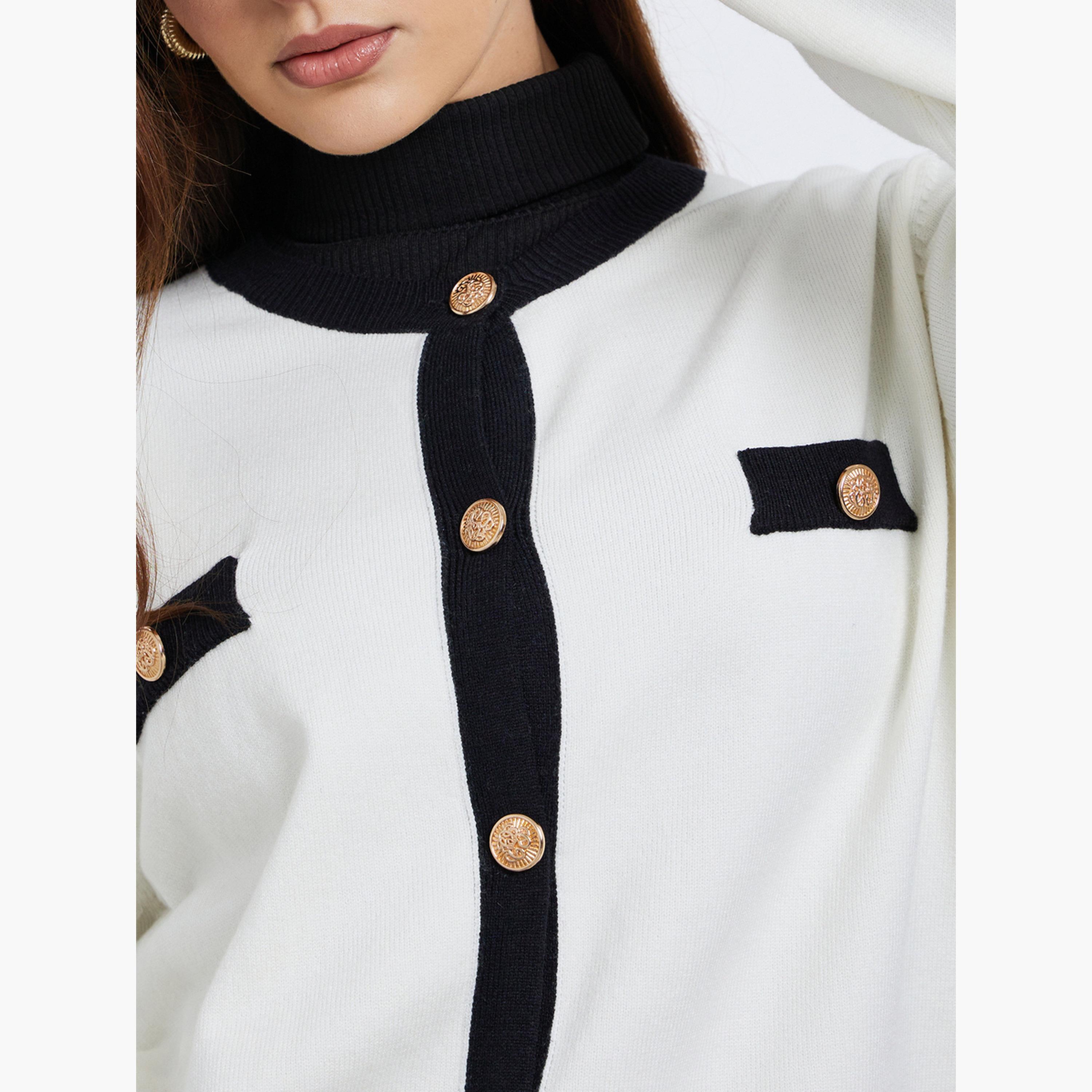 ستايلي - كارديغان عادي أبيض اللون مع حواف متباينة-women-winterwear-cardigansandjumpers-jumpers-image-4