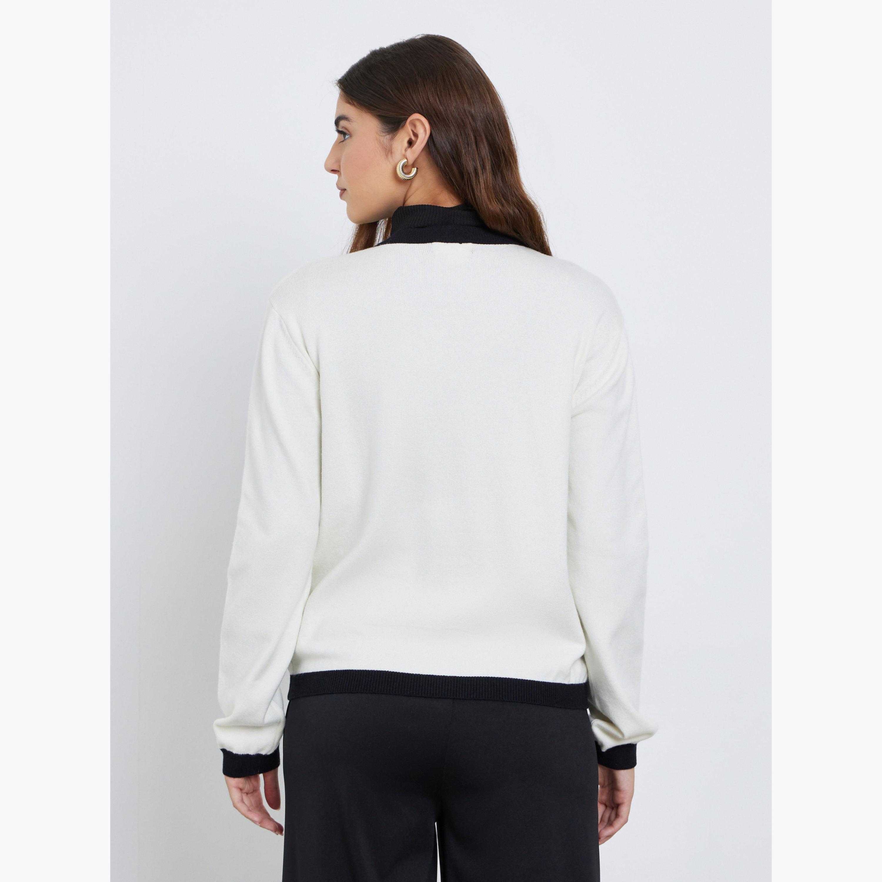 ستايلي - كارديغان عادي أبيض اللون مع حواف متباينة-women-winterwear-cardigansandjumpers-jumpers-image-5