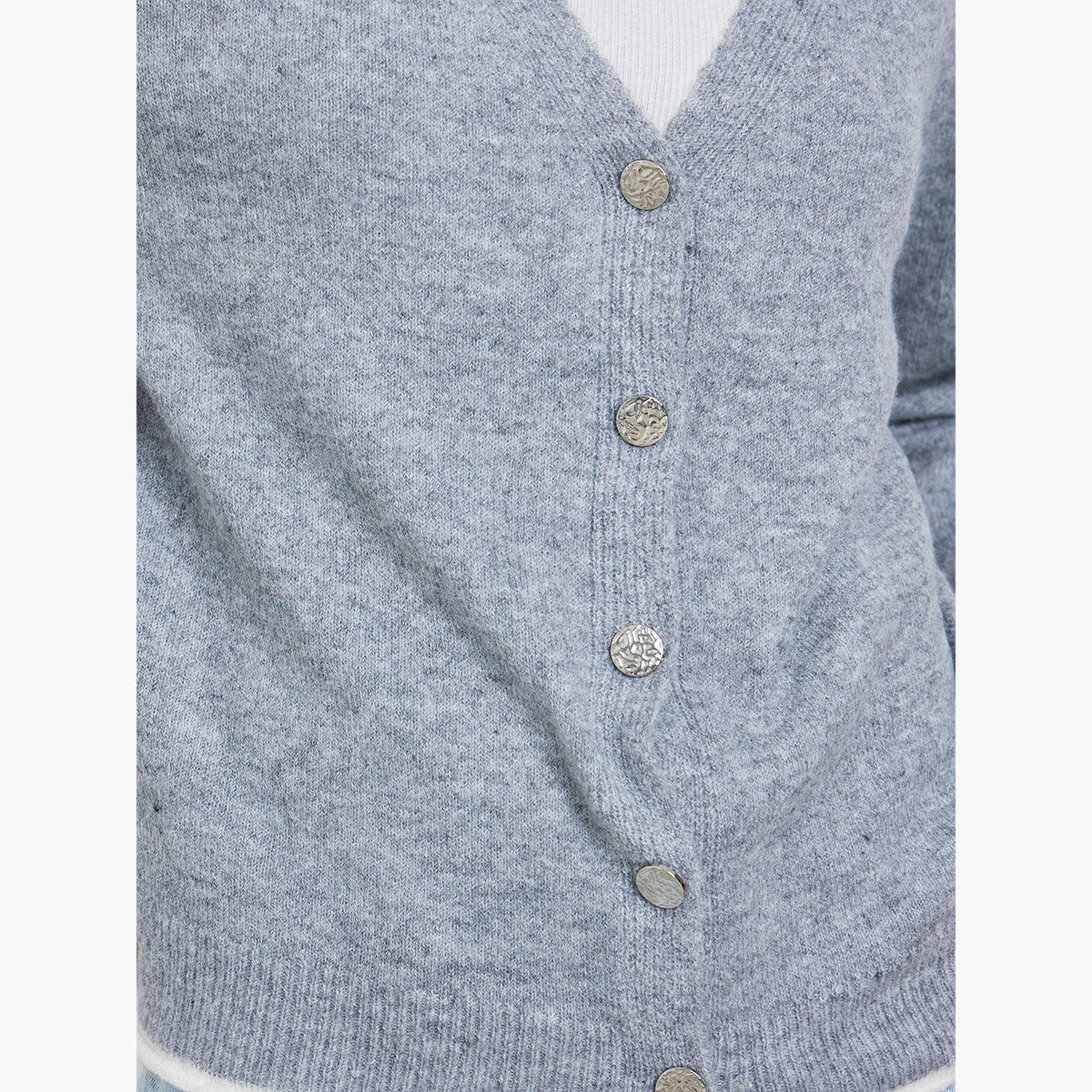 Styli Grey Regular Fit Buttoned Knit Cardigan-women-winterwear-cardigansandjumpers-cardigans-image-4