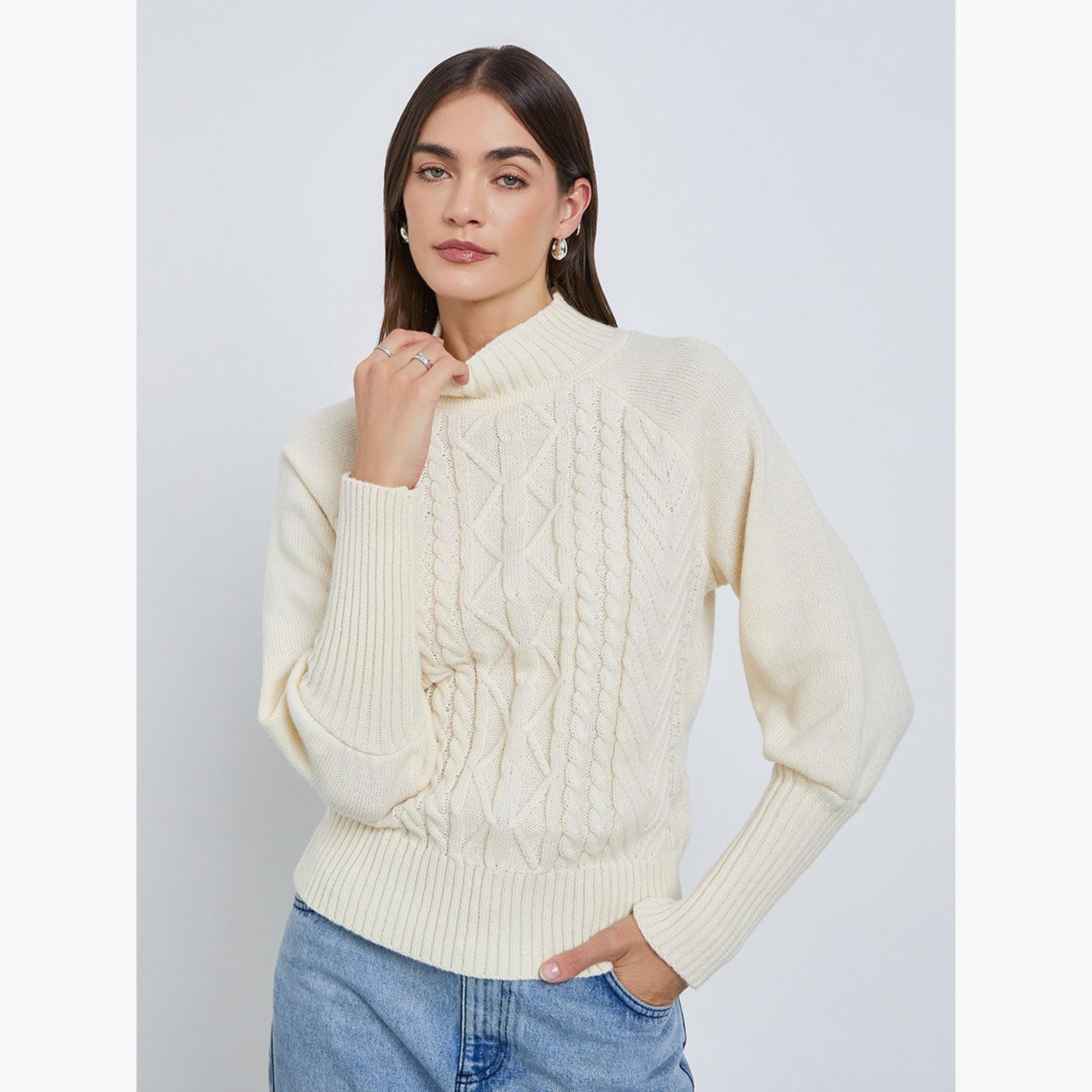 ستايلي - سترة كريمية محبوكة بقصّة عادية-women-winterwear-cardigansandjumpers-jumpers-image-1