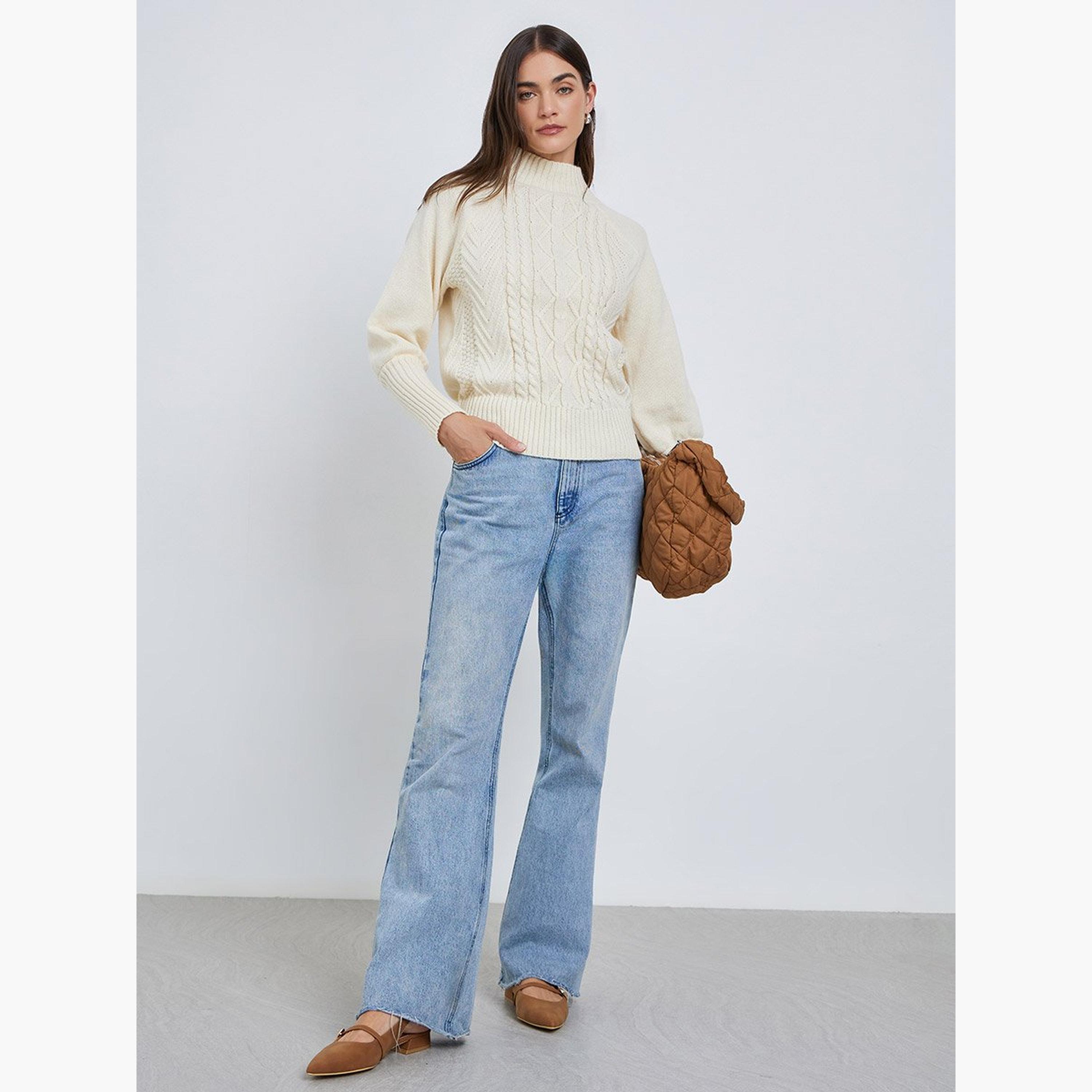 ستايلي - سترة كريمية محبوكة بقصّة عادية-women-winterwear-cardigansandjumpers-jumpers-image-2