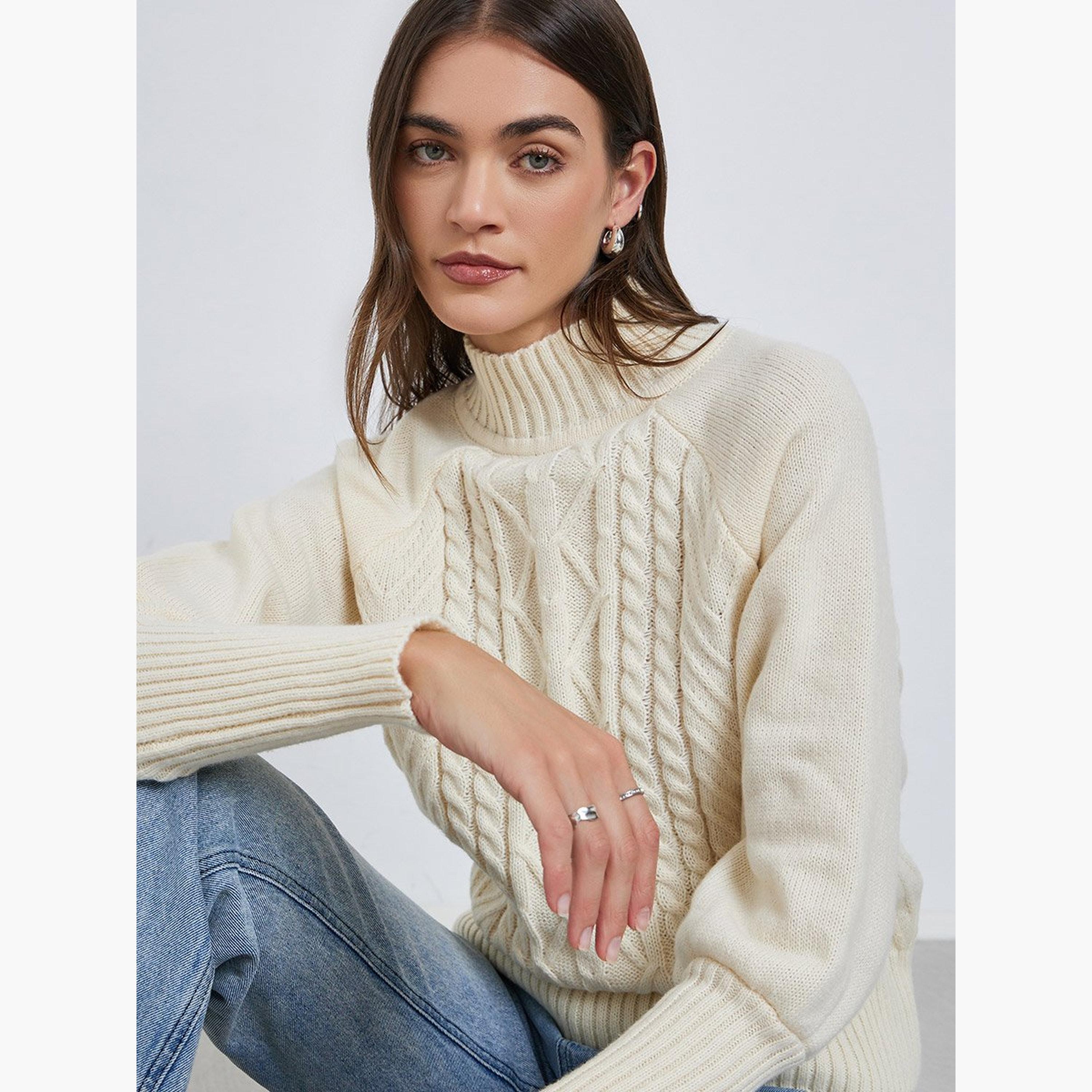 ستايلي - سترة كريمية محبوكة بقصّة عادية-women-winterwear-cardigansandjumpers-jumpers-image-3
