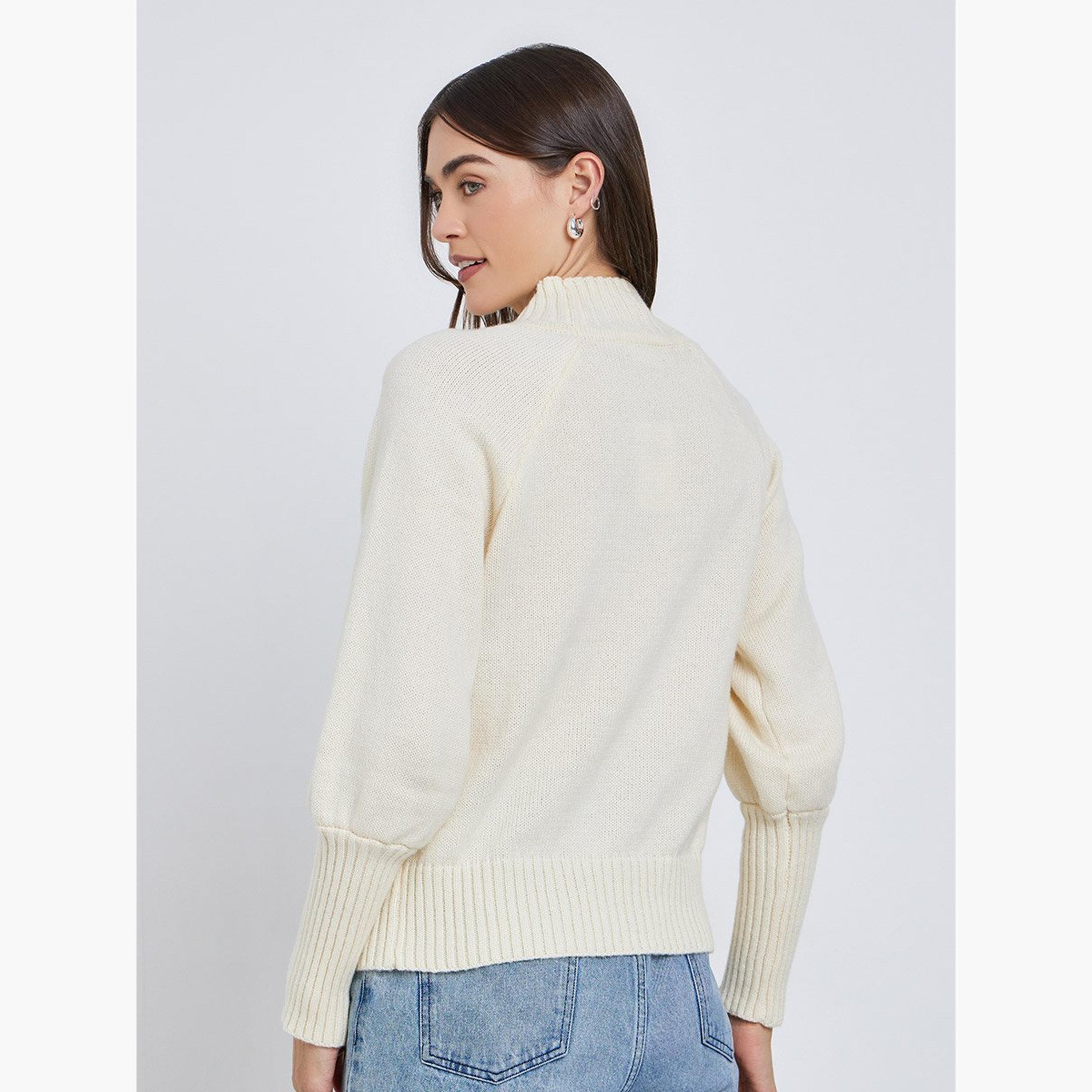 ستايلي - سترة كريمية محبوكة بقصّة عادية-women-winterwear-cardigansandjumpers-jumpers-image-5