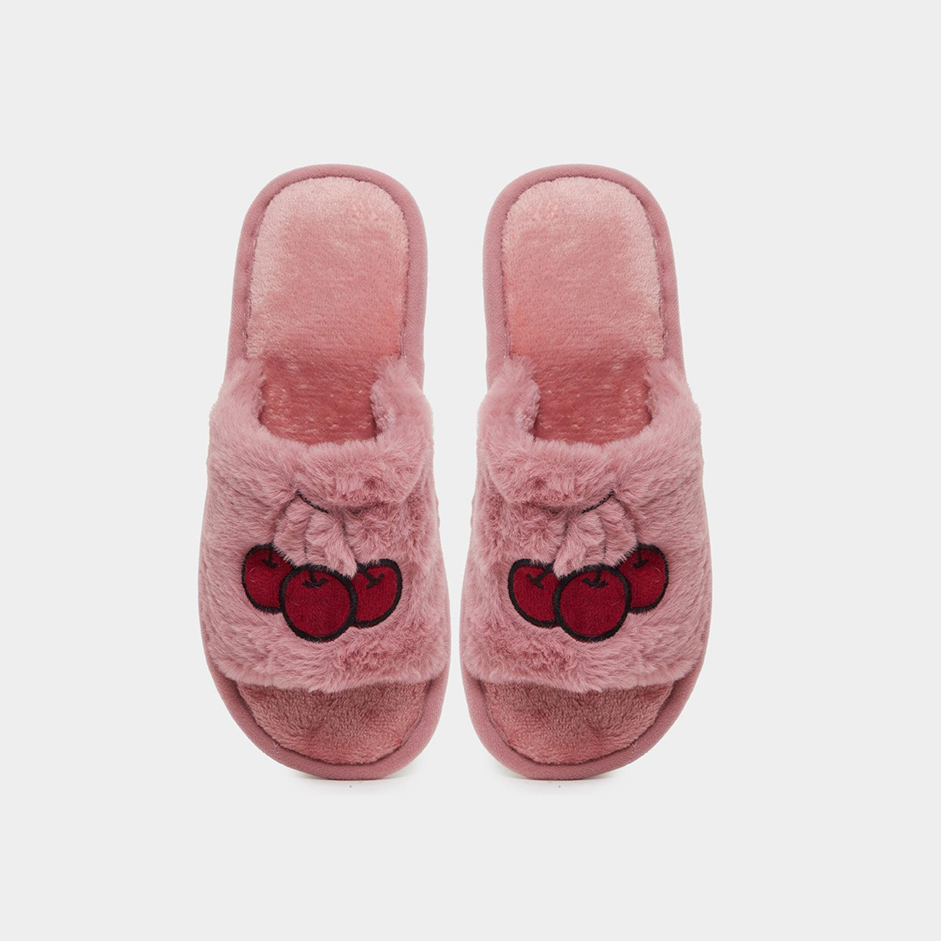 ستايلي - شبشب بيتي من الفرو الصناعي لون وردي الكرزي-women-shoes-bedroomslippers-image-6