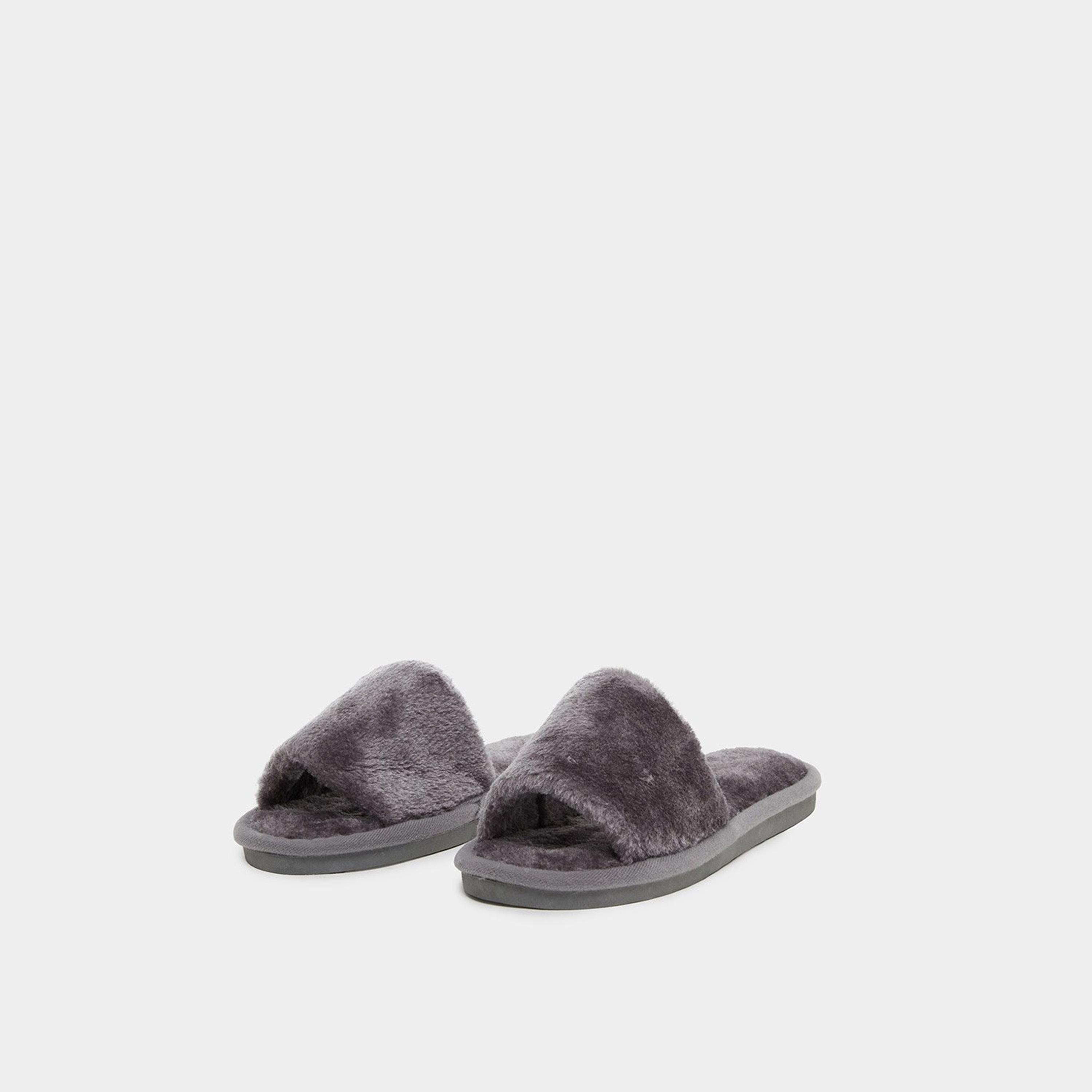 Styli Women Grey Furry Bedroom Slippers-women-shoes-bedroomslippers-image-1