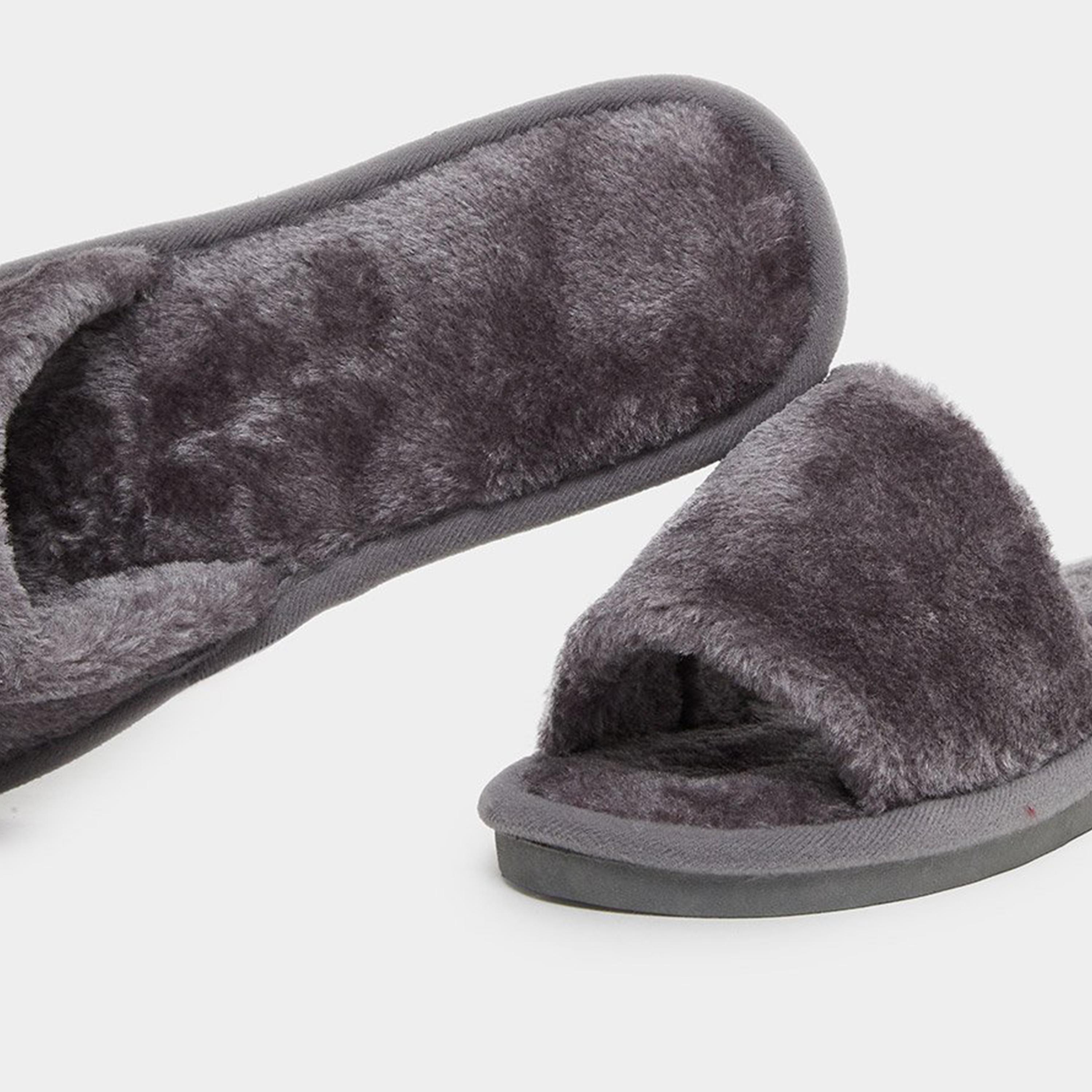 Styli Women Grey Furry Bedroom Slippers-women-shoes-bedroomslippers-image-3