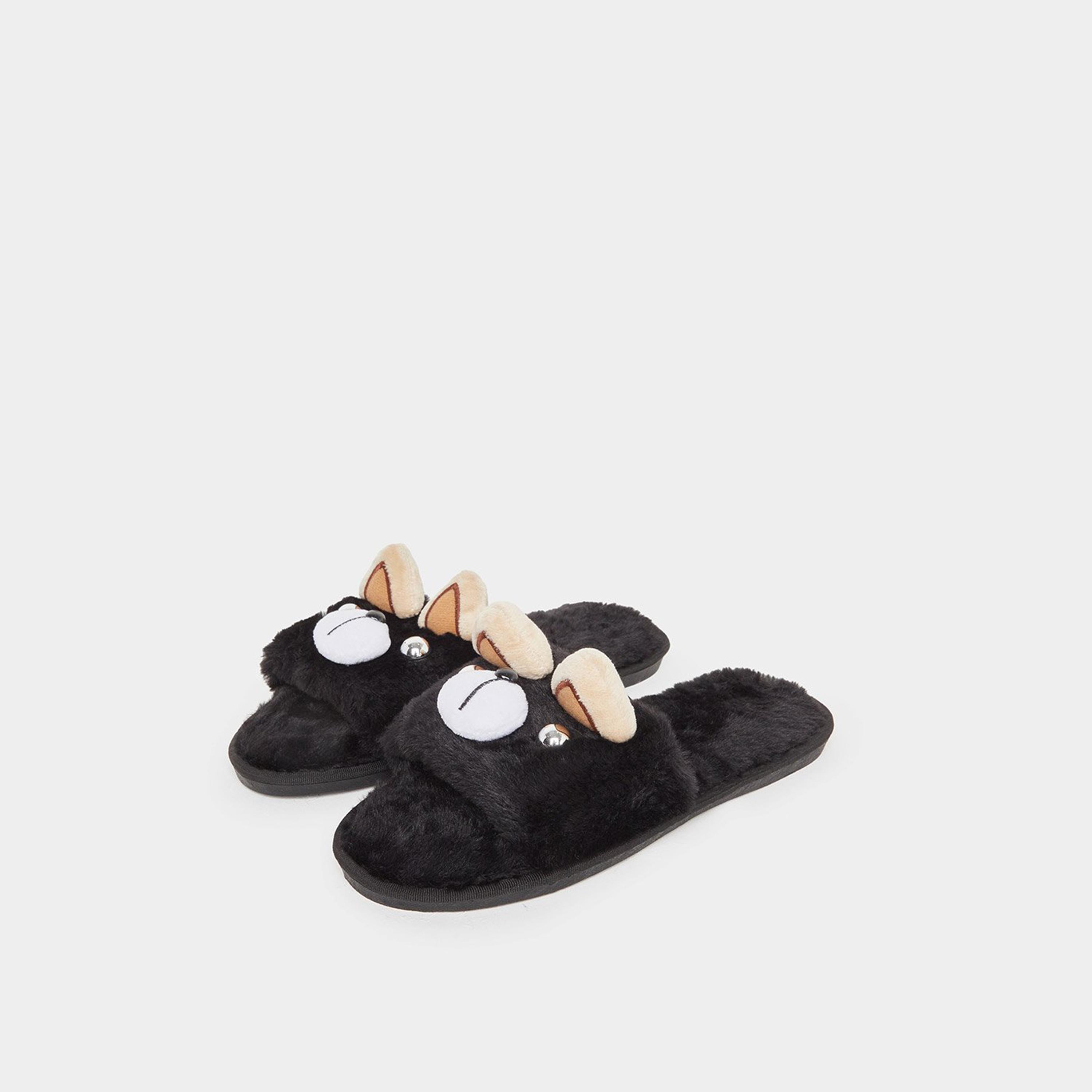 ستايلي - شبشب بيتي فراء أسود-women-shoes-bedroomslippers-image-1