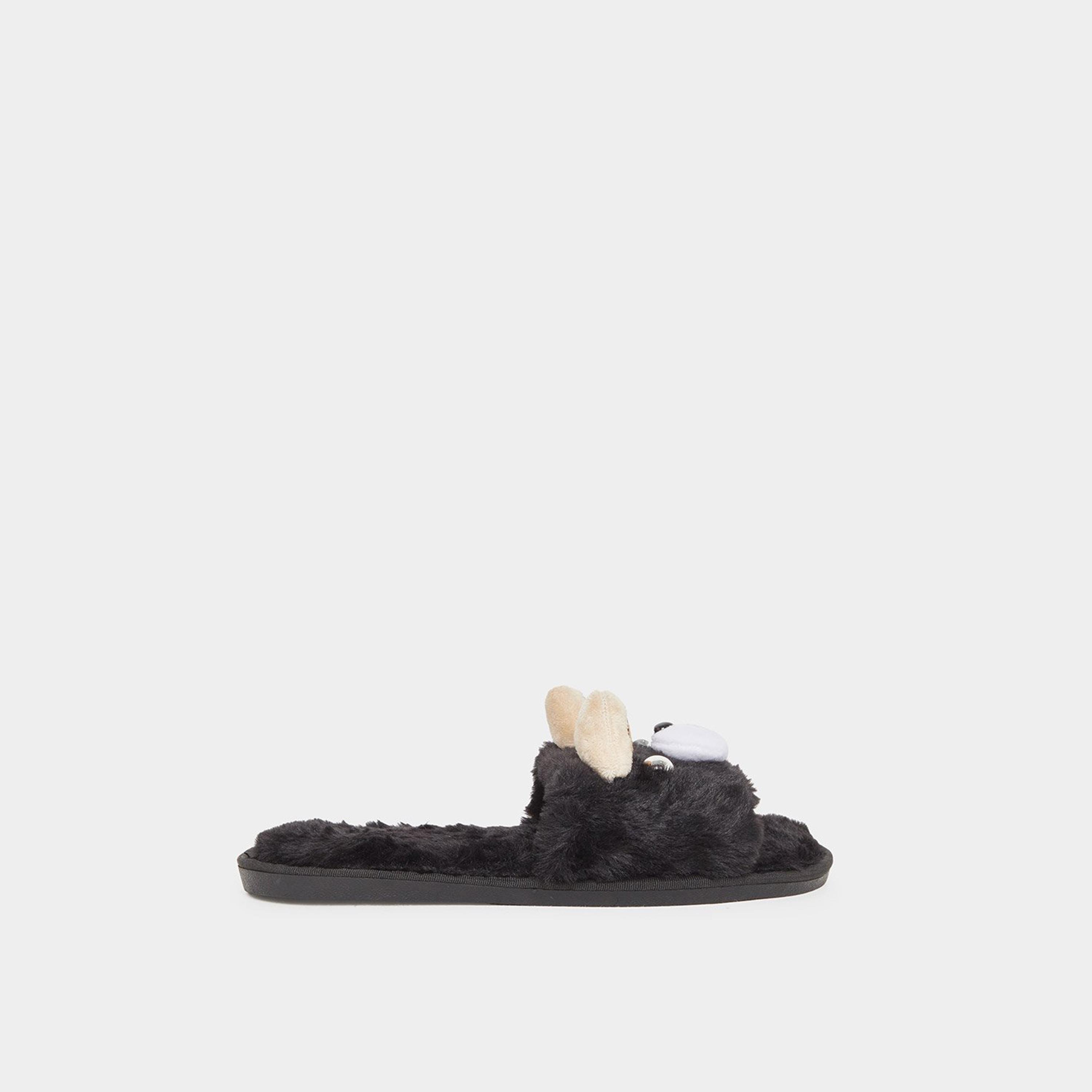 ستايلي - شبشب بيتي فراء أسود-women-shoes-bedroomslippers-image-3