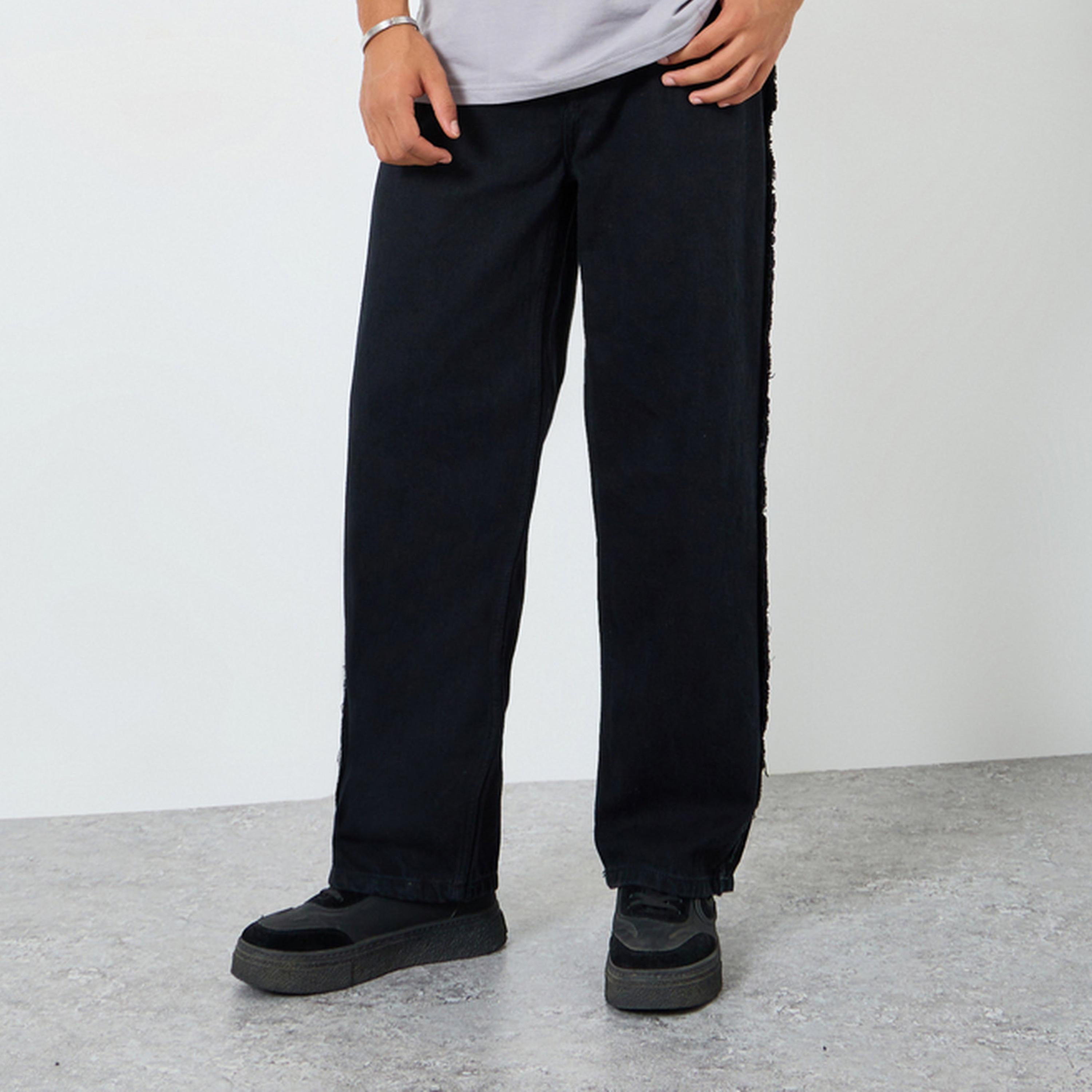 Styli Men Black Solid Loose Fit Jeans-men-clothing-bottoms-jeans-image-1