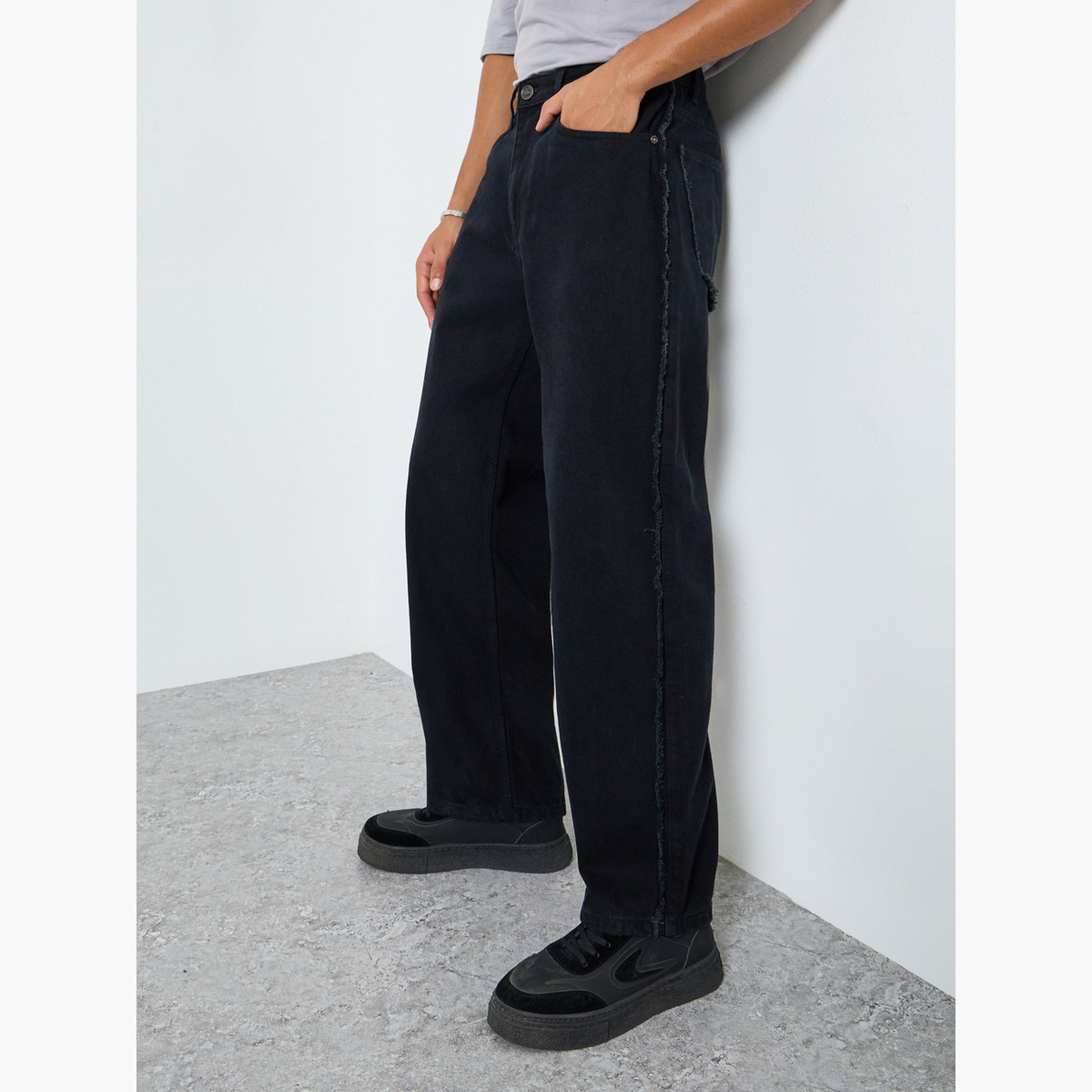 Styli Men Black Solid Loose Fit Jeans-men-clothing-bottoms-jeans-image-2