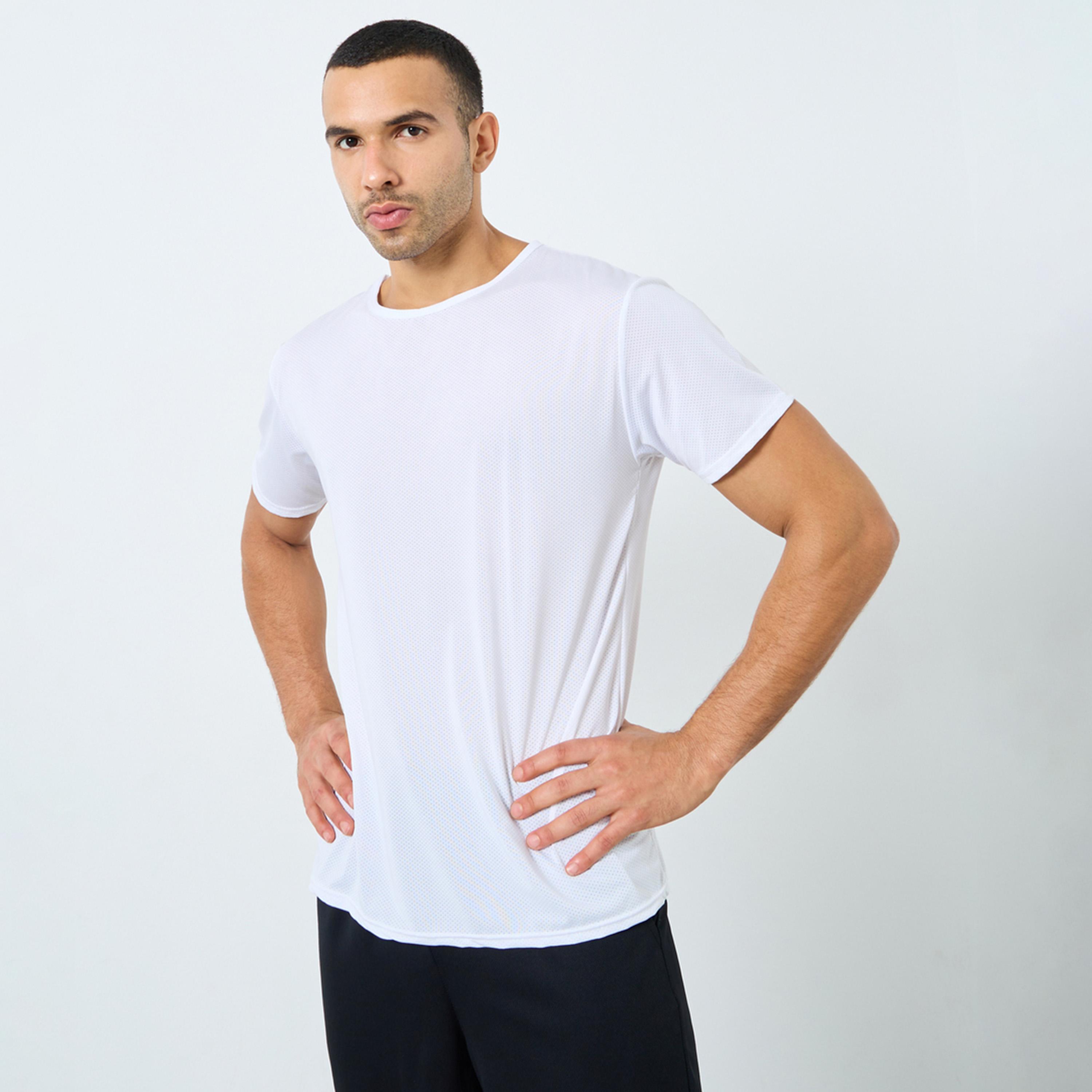 Styli Regular Fit Textured Crew Neck Athleisure T-Shirt-men-clothing-sportswearandactivewear-tshirtsandpolos-image-1