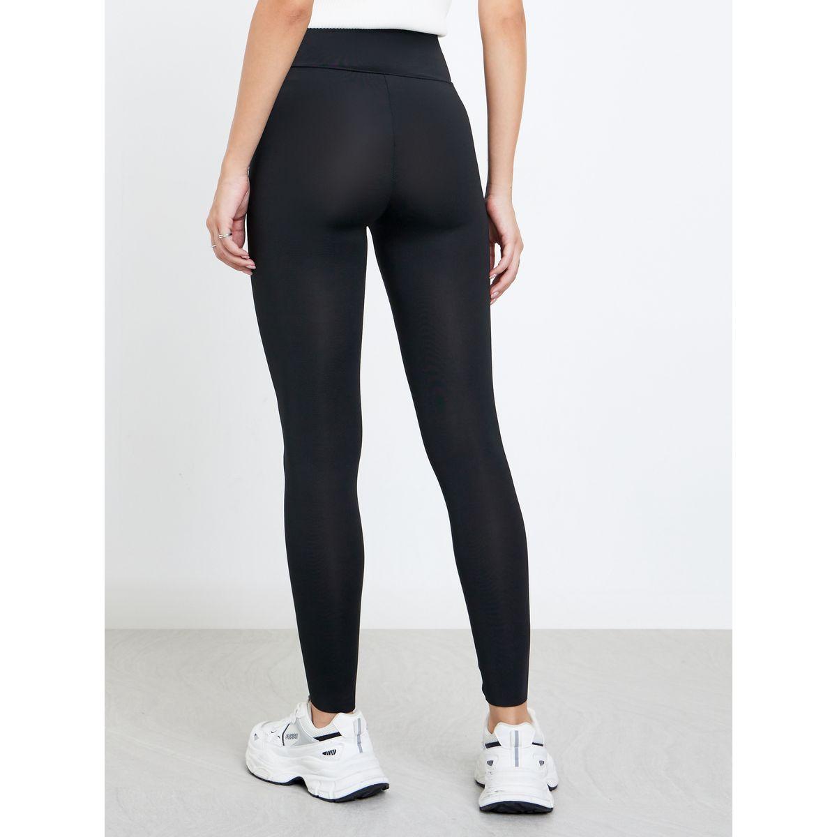 تيك تو - بنطال ضيق أسود سادة متوسط ​​الارتفاع-women-clothing-bottoms-leggings-image-4