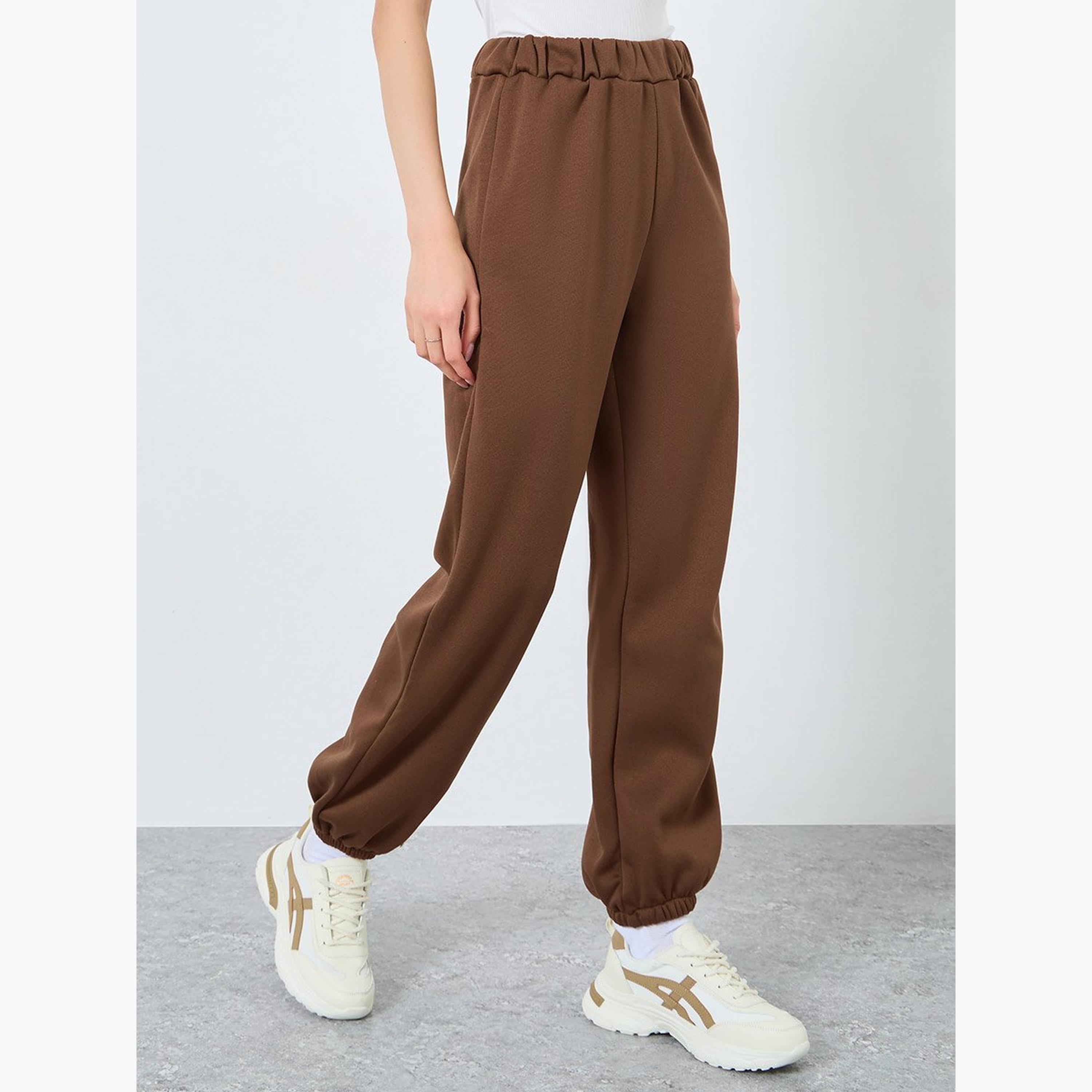 Take Two Brown Knitted Relaxed Fit Joggers-women-clothing-bottoms-joggers-image-1