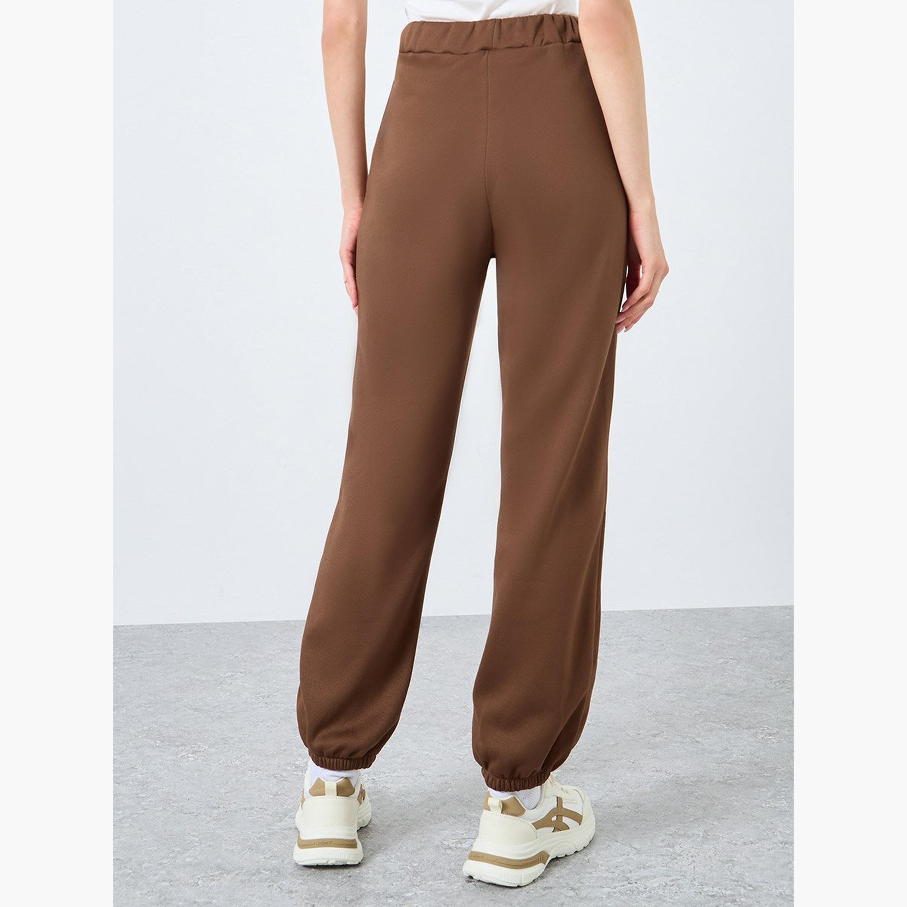Take Two Brown Knitted Relaxed Fit Joggers-women-clothing-bottoms-joggers-image-4