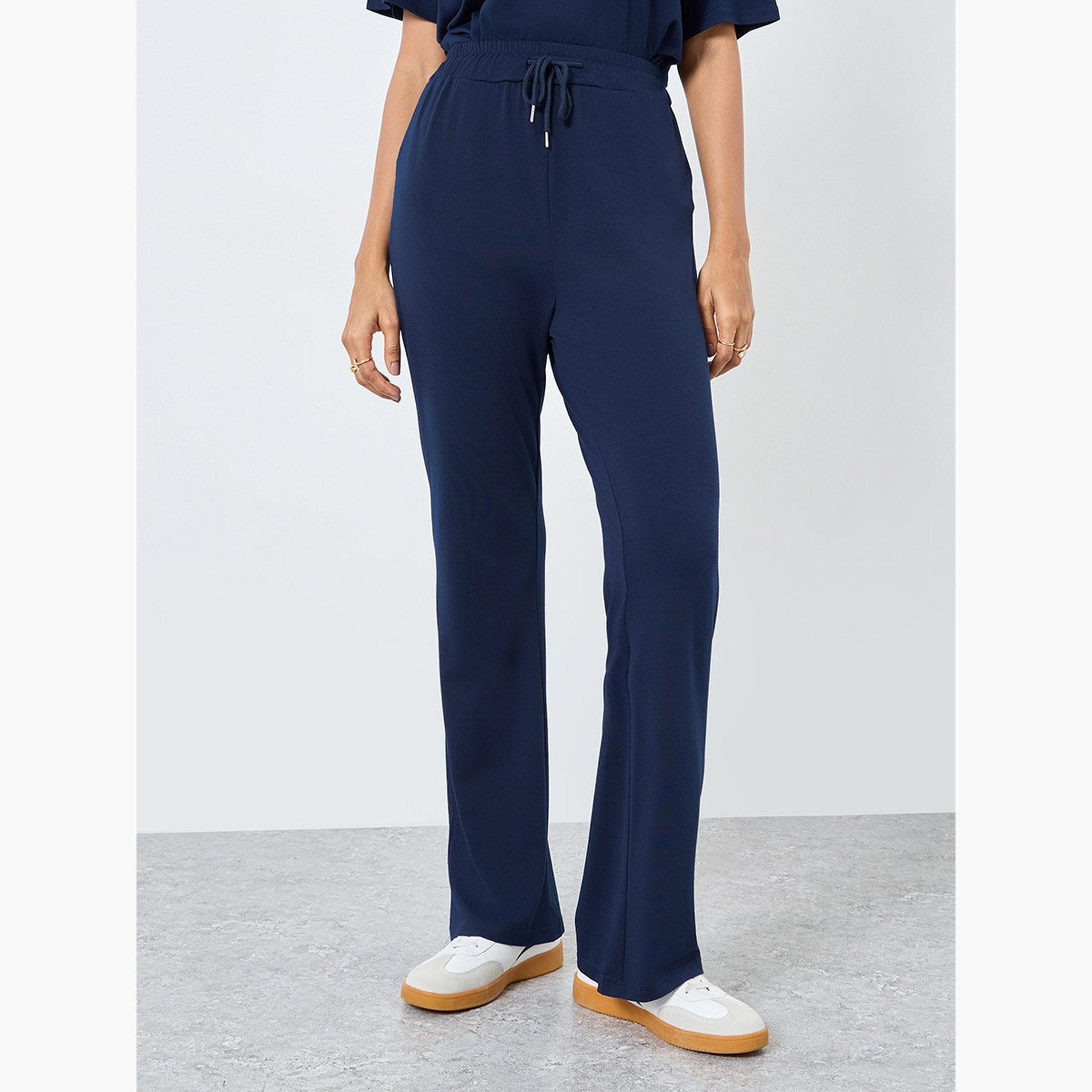 Take Two Solid Loose Fit Joggers with Drawstring-women-clothing-bottoms-joggers-image-1