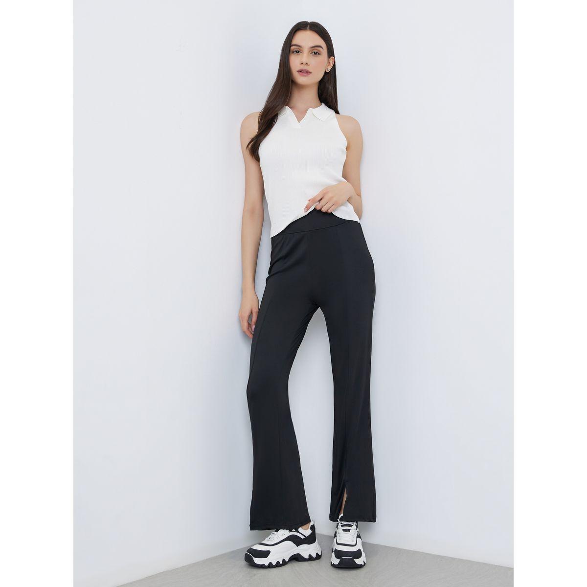 Take Two Black Plain Flared Leggings-women-clothing-leggings-image-1