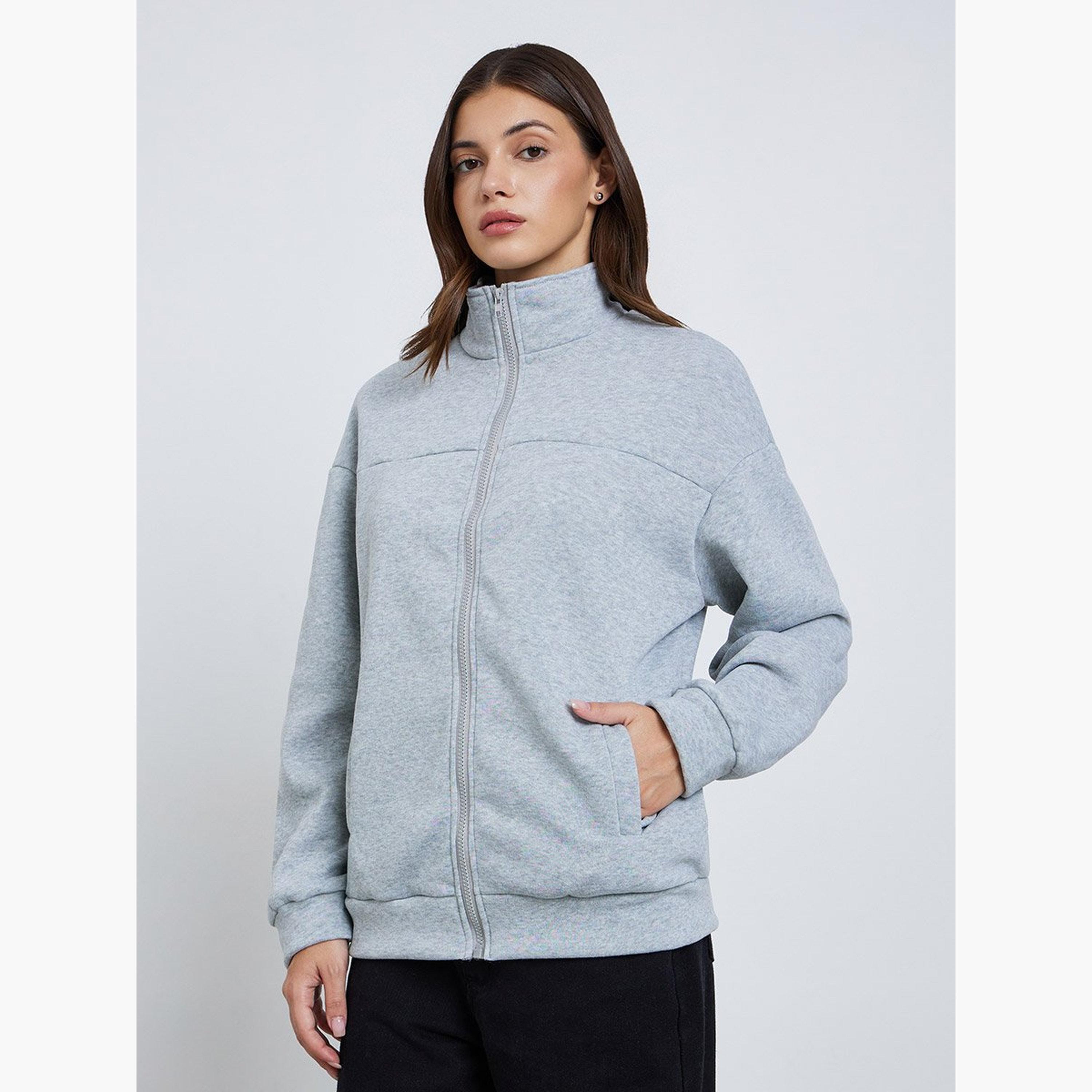 Take Two Solid High Neck Long Sleeves Women's Zip Through Sweatshirt-women-winterwear-hoodiesandsweatshirts-hoodies-image-1