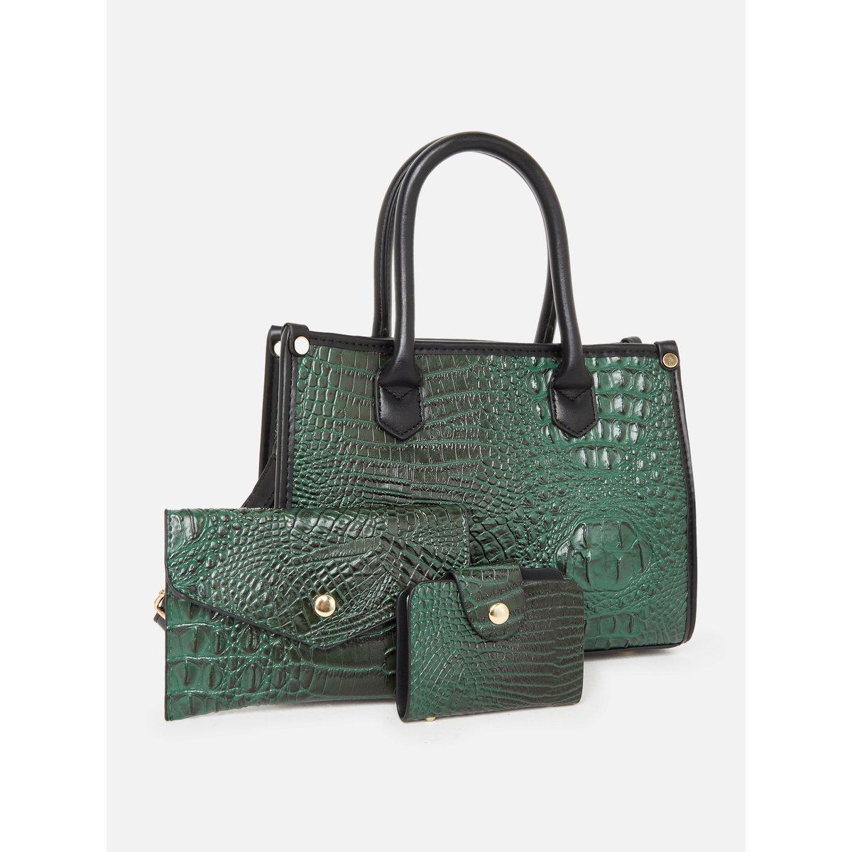 Take Two Croc Skin Double Top Handles Handbag with Purse Set-women-bagsandwallets-handbags-image-1